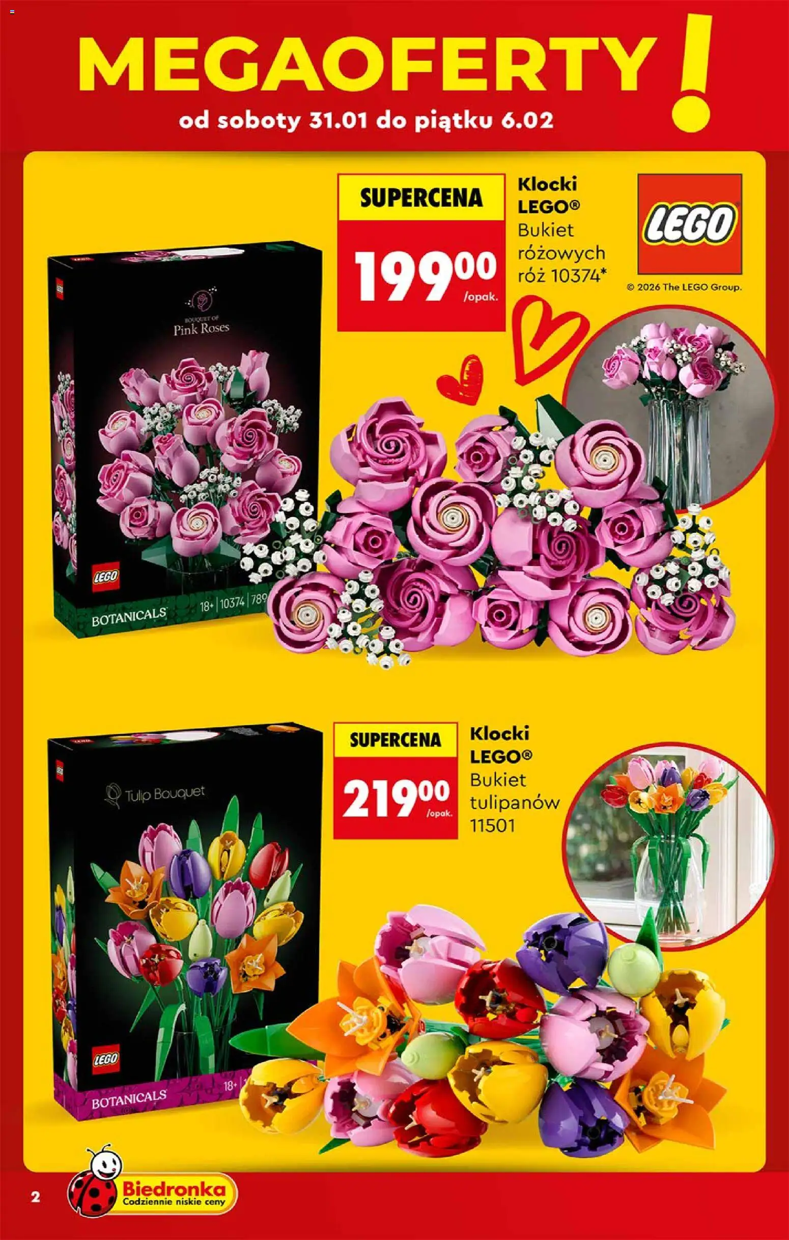 Biedronka gazetka - Hity i inspiracje od 31.01.2026 | Strona: 2 | Produkty: Lego, Róż