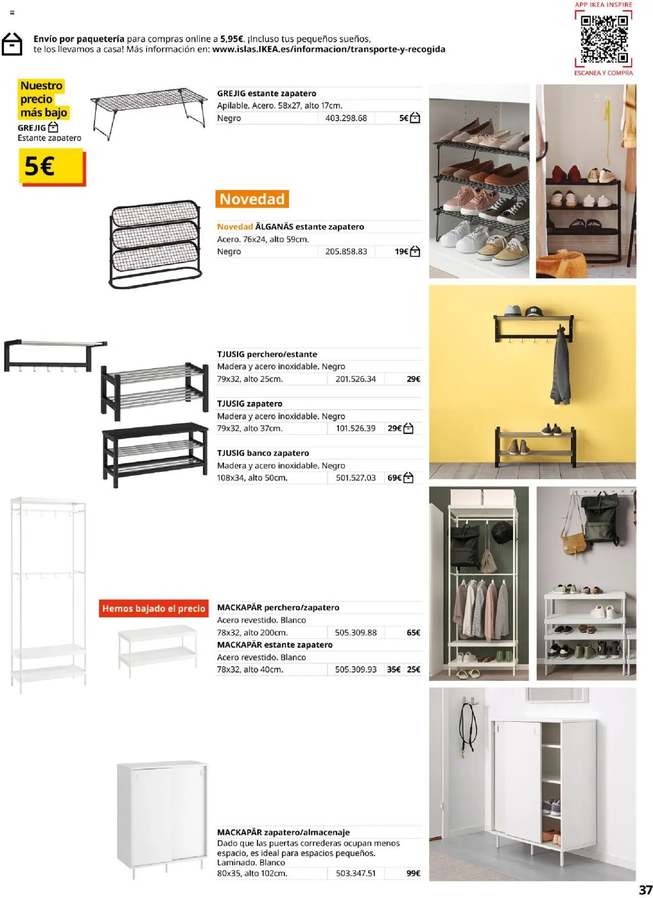 Catálogo IKEA Muebles para el dormitorio │ válido desde el 04.02.2025 | Página: 37 | Productos: Té, Zapatero, Estante