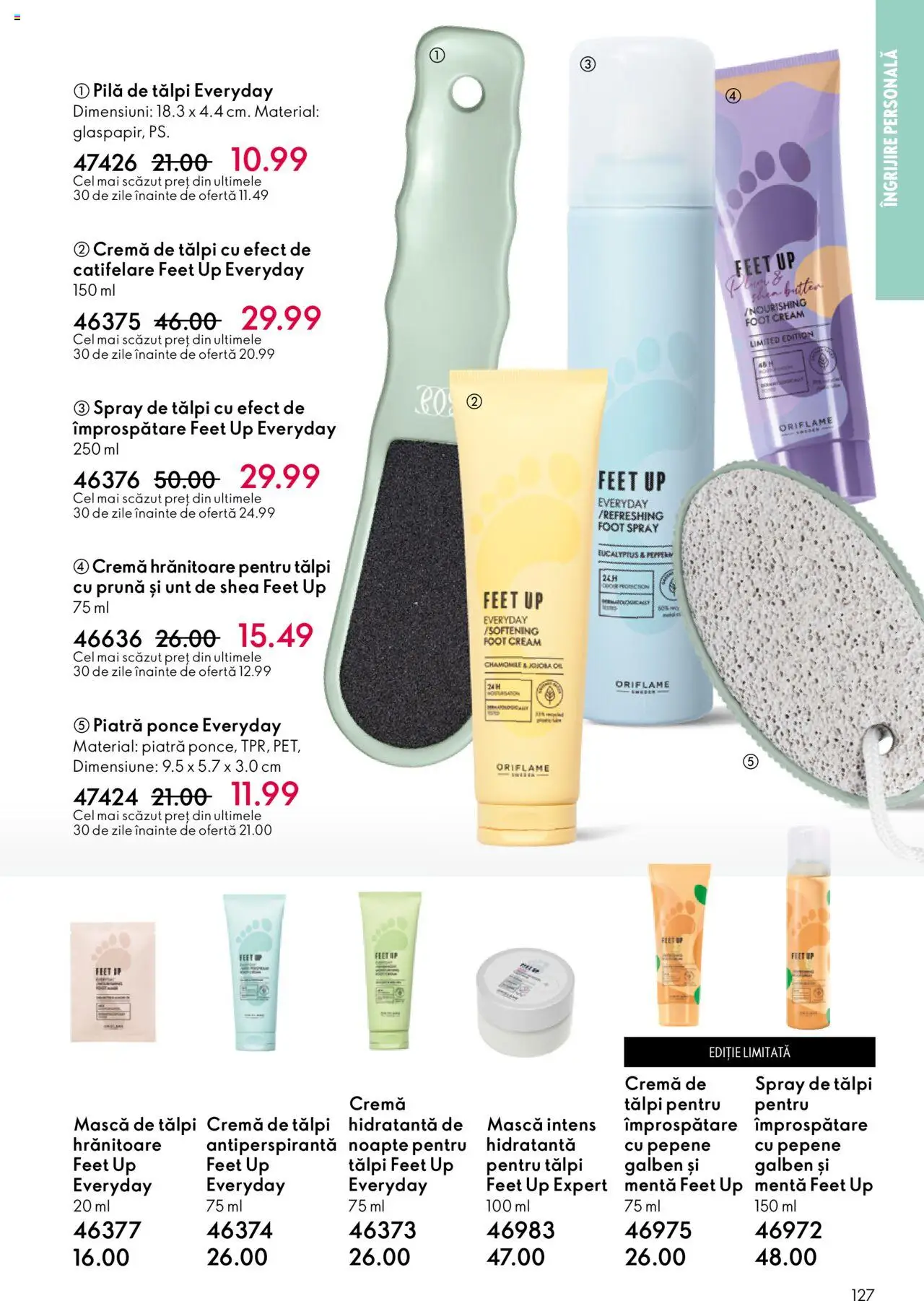 Oriflame catalog 13 2025 – valabil de la 10.09.2025 | Pagină: 127 | Produse: Pepene Galben, Piatră ponce, Unt, Cremă