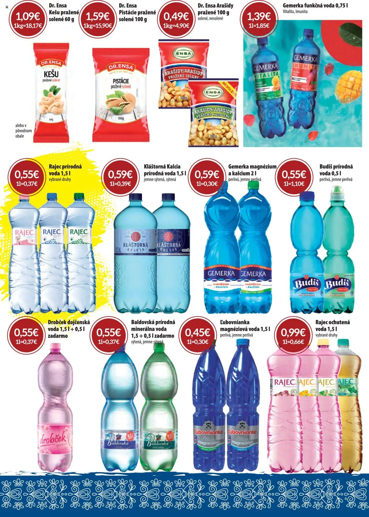 CBA Komfos leták │ platný od 03.07.2025 | Strana: 6 | Produkty: Budiš, Voda, Minerálna voda, Arašidy