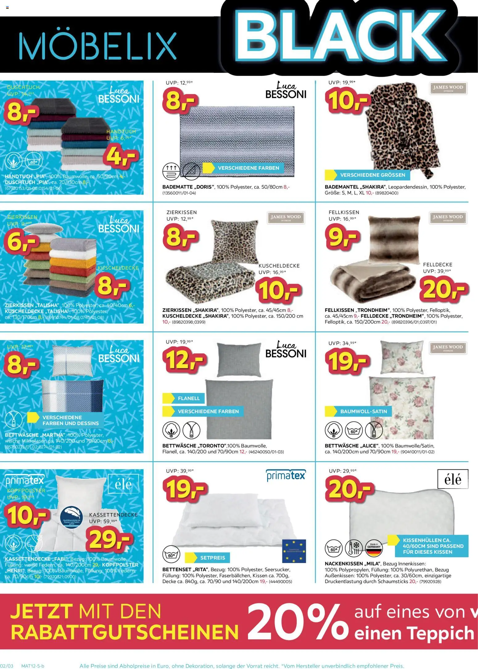 Möbelix - Black Friday gültig ab 17.11.2025 | Seite: 2 | Produkte: Bademantel, Kissen, Decke, Teppich