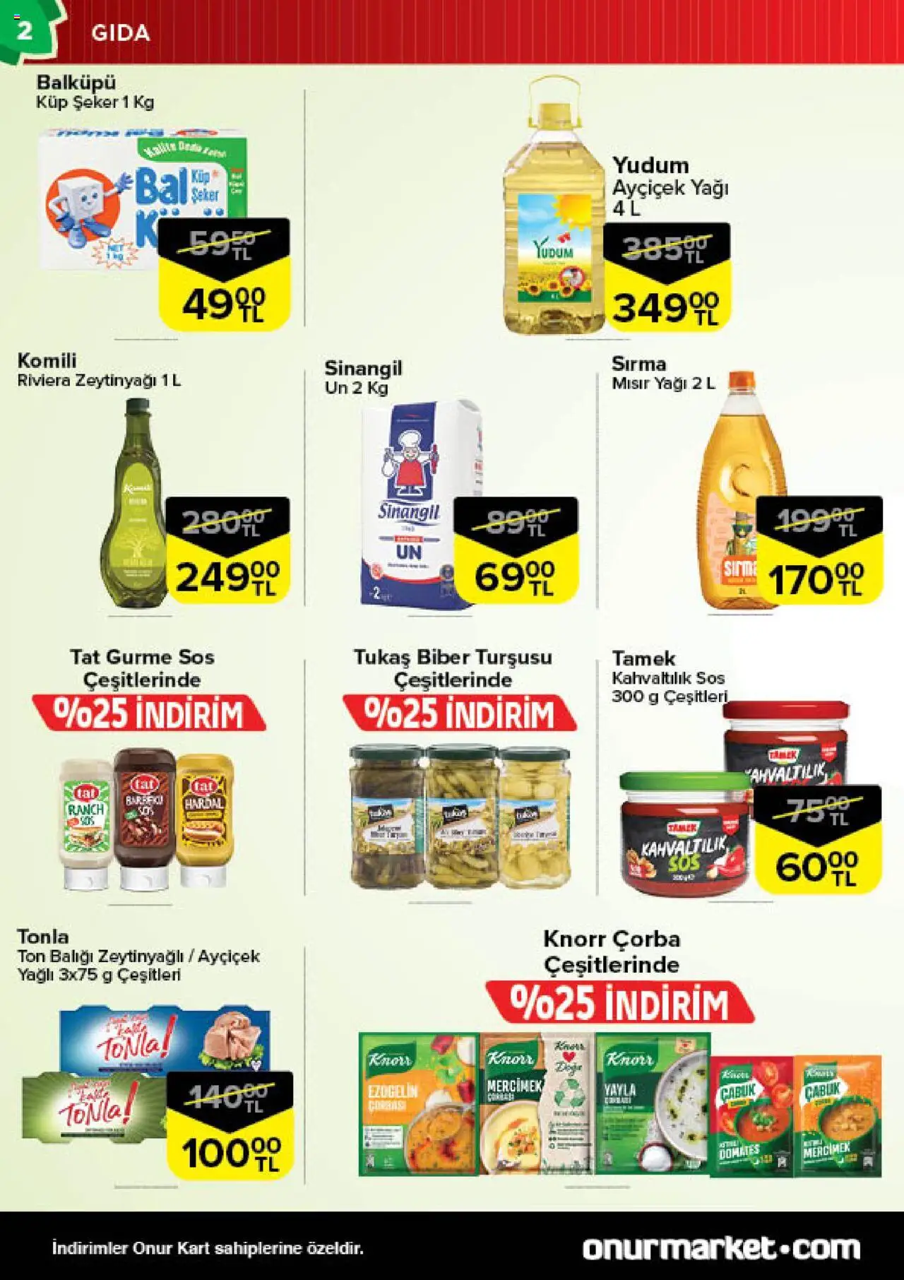 Onur Market Katalog - Bursa - 16.09.2025 tarihinden itibaren geçerlidir | Sayfa: 2 | Ürünler: Hardal, Şeker, Küp şeker, Ton balığı