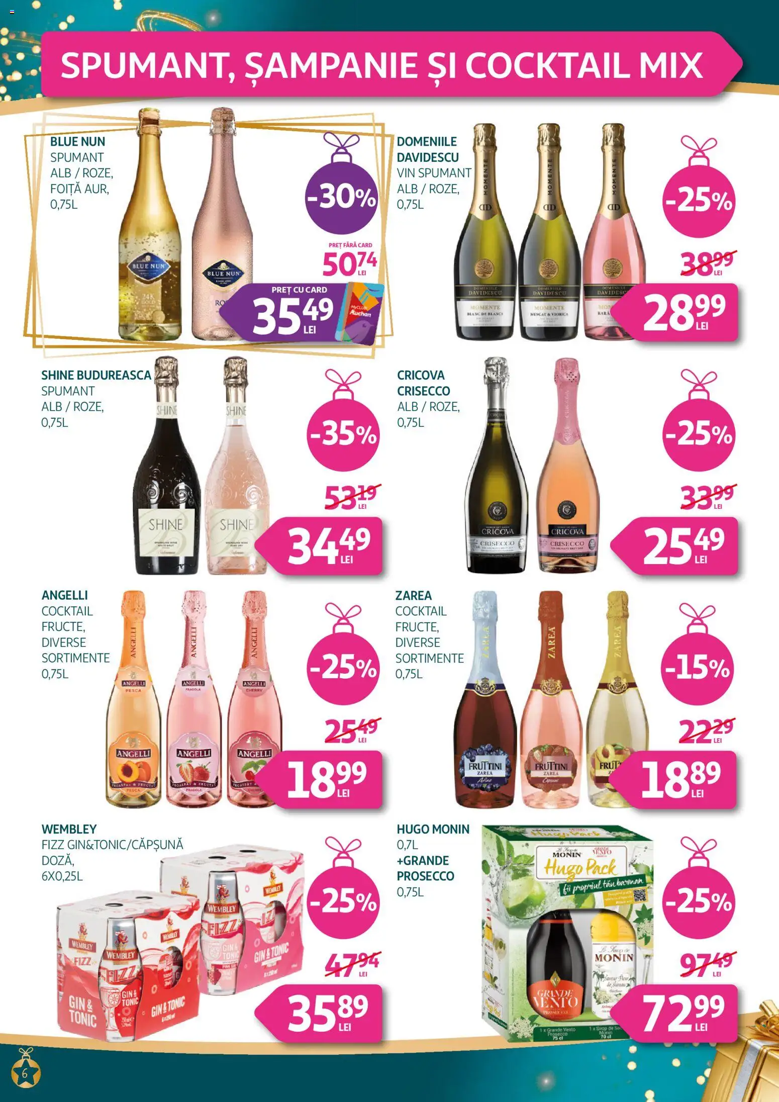 Noul catalog Auchan – valabil de la 26.11.2025 | Pagină: 6 | Produse: Prosecco, Vin, Cocktail, Gin