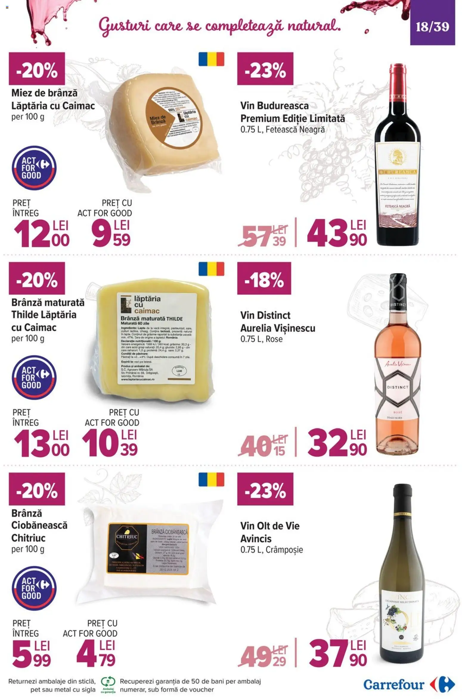 Noul catalog Carrefour – valabil de la 19.11.2025 | Pagină: 18 | Produse: Lapte, Brânză, Vin, Sare