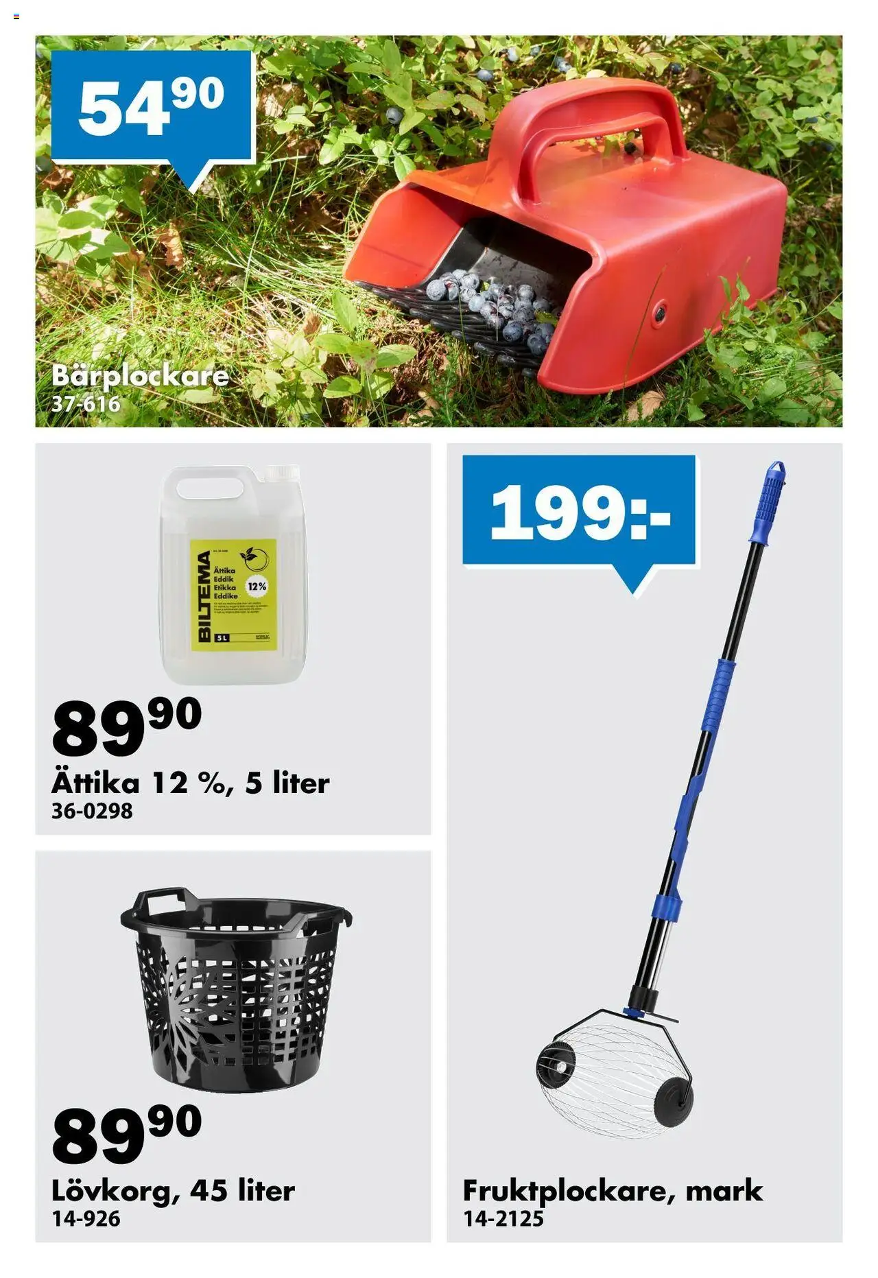 Biltema reklamblad aktuell från 01.08.2025 | Sida: 3 | Produkter: Ättika, Bärplockare