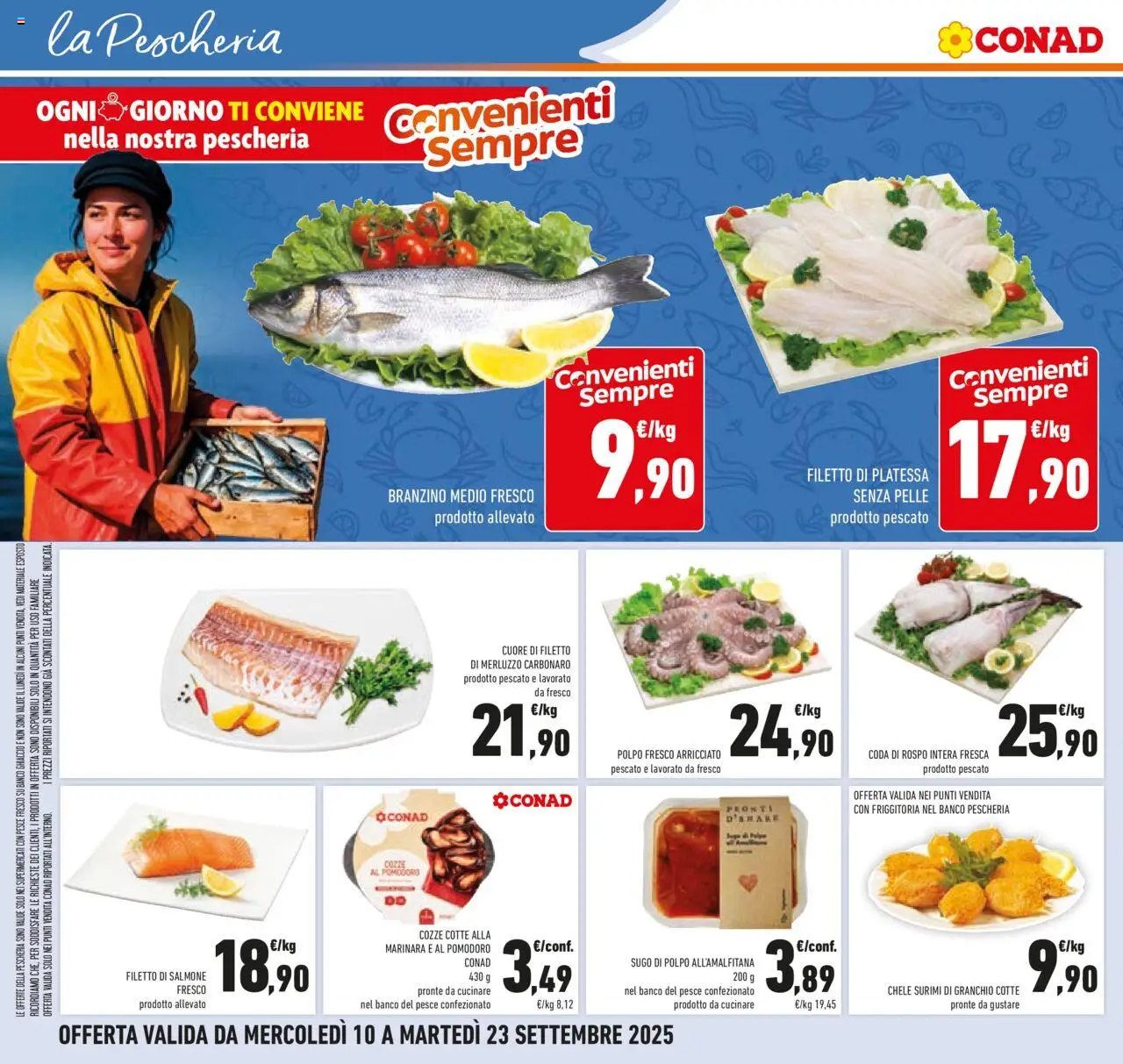 Volantino Conad del 10.09.2025 | Pagina: 20 | Prodotti: Cozze, Polpo, Branzino, Sugo