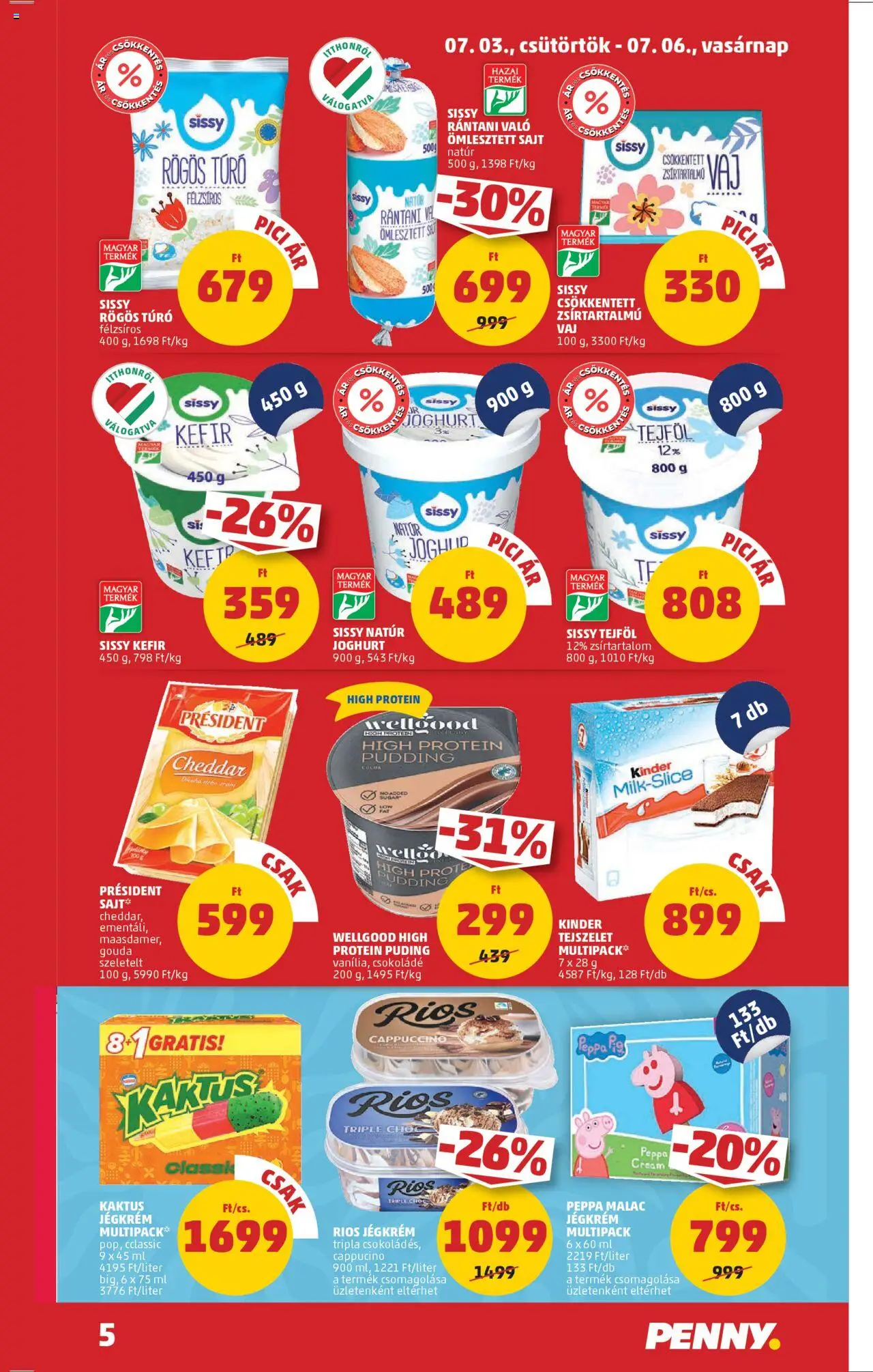 PENNY akciós ujság - amely érvényes a következő dátumtól: 03.07.2025 | Oldal: 7 | Termékek: Puding, Cappuccino, Kefir, Joghurt