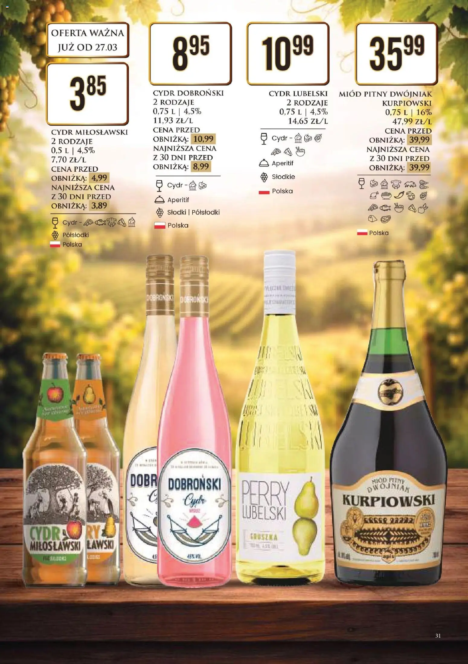 Dino gazetka alkoholowa od 27.03.2026 | Strona: 32 | Produkty: Miód, Cydr, Miód pitny