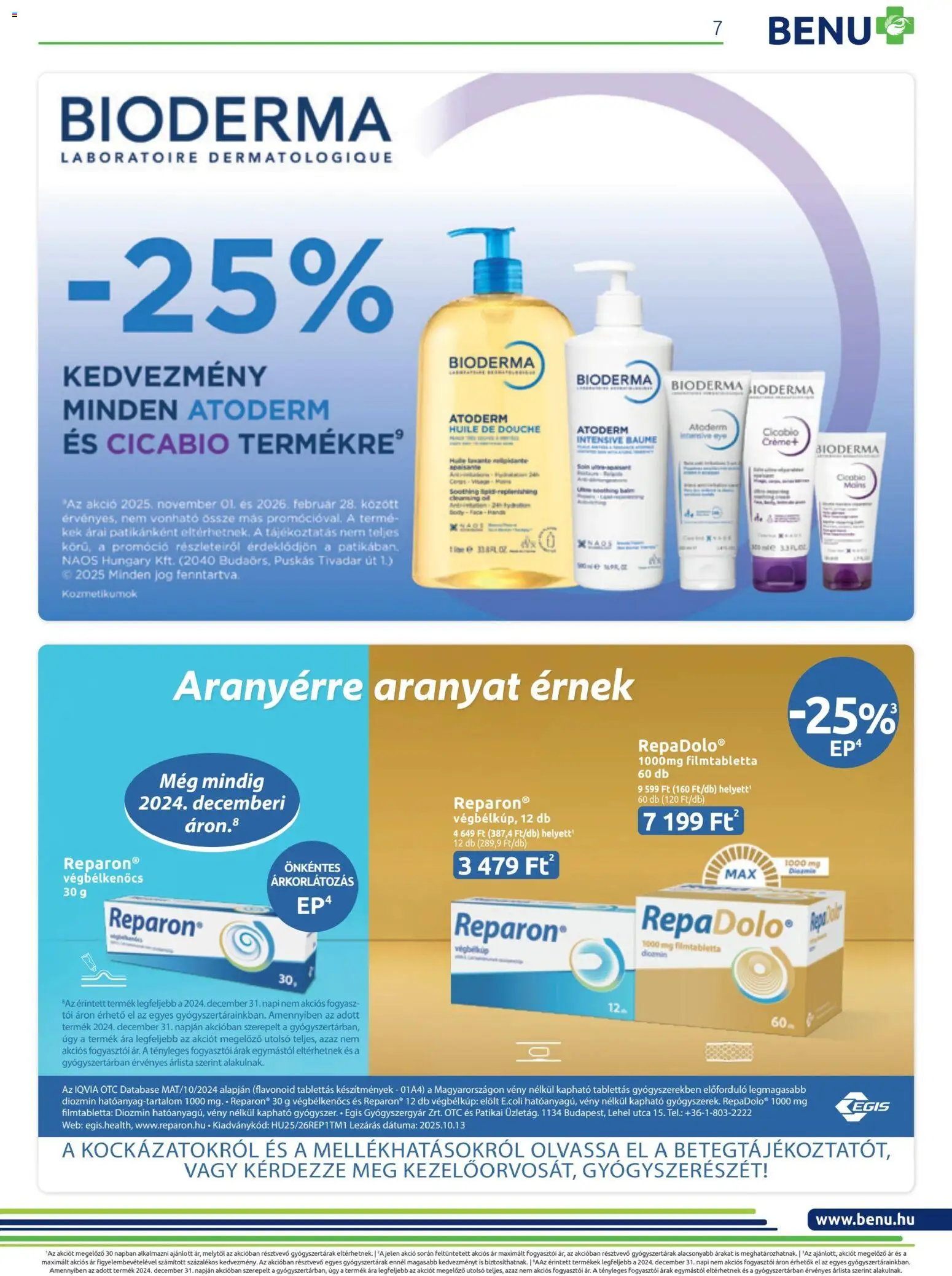 BENU Gyógyszertárak akciós ujság - amely érvényes a következő dátumtól: 01.11.2025 | Oldal: 7 | Termékek: Body