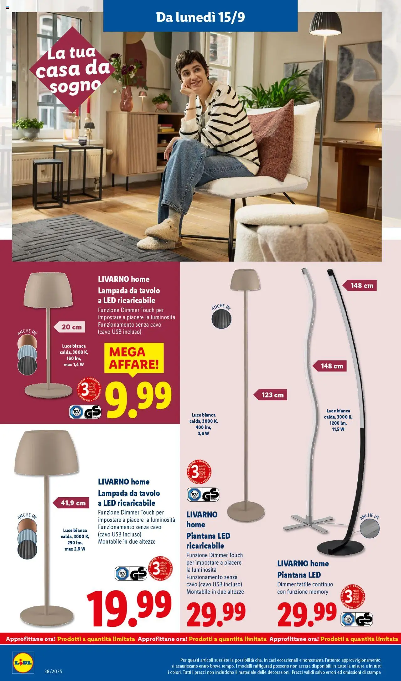 Volantino Lidl del 15.09.2025 | Pagina: 36 | Prodotti: Cavo, USB, Tavolo, Lampada