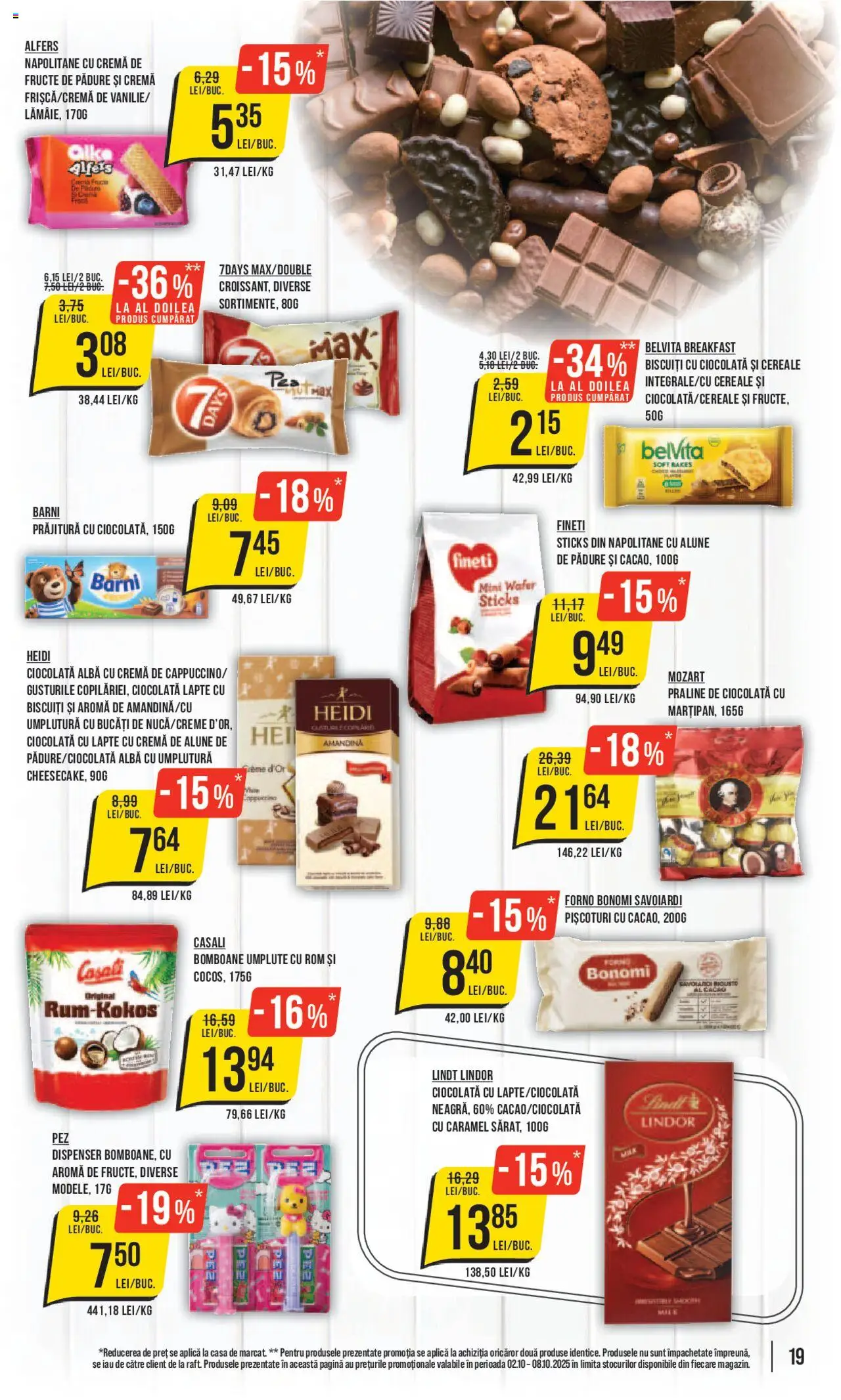 Noul catalog Mega Image – valabil de la 02.10.2025 | Pagină: 19 | Produse: Amandină, Napolitane, Alune, Fructe