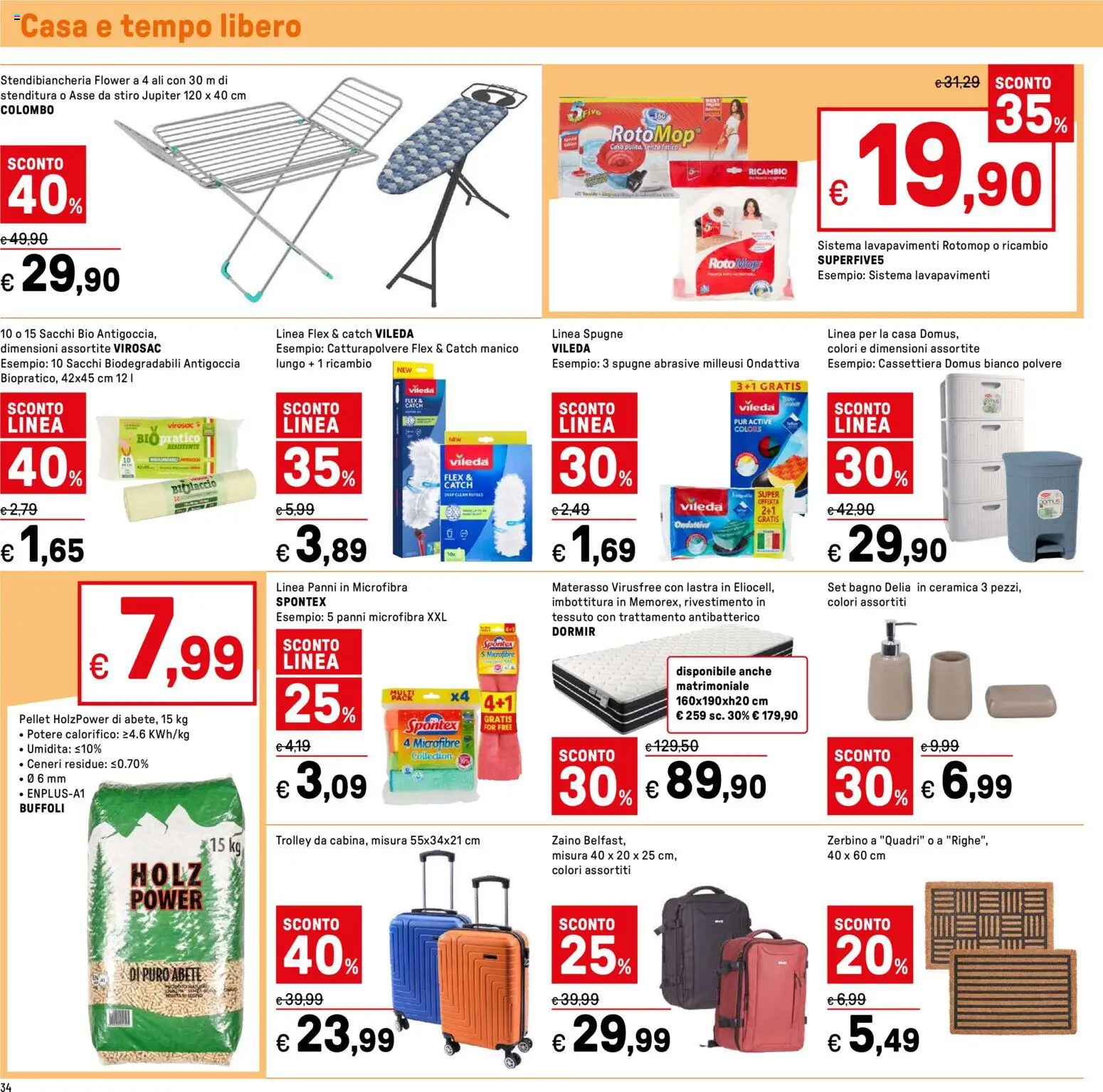 Volantino Iper del 12.02.2026 | Pagina: 34 | Prodotti: Pellet, Zaino, Stendibiancheria, Materasso