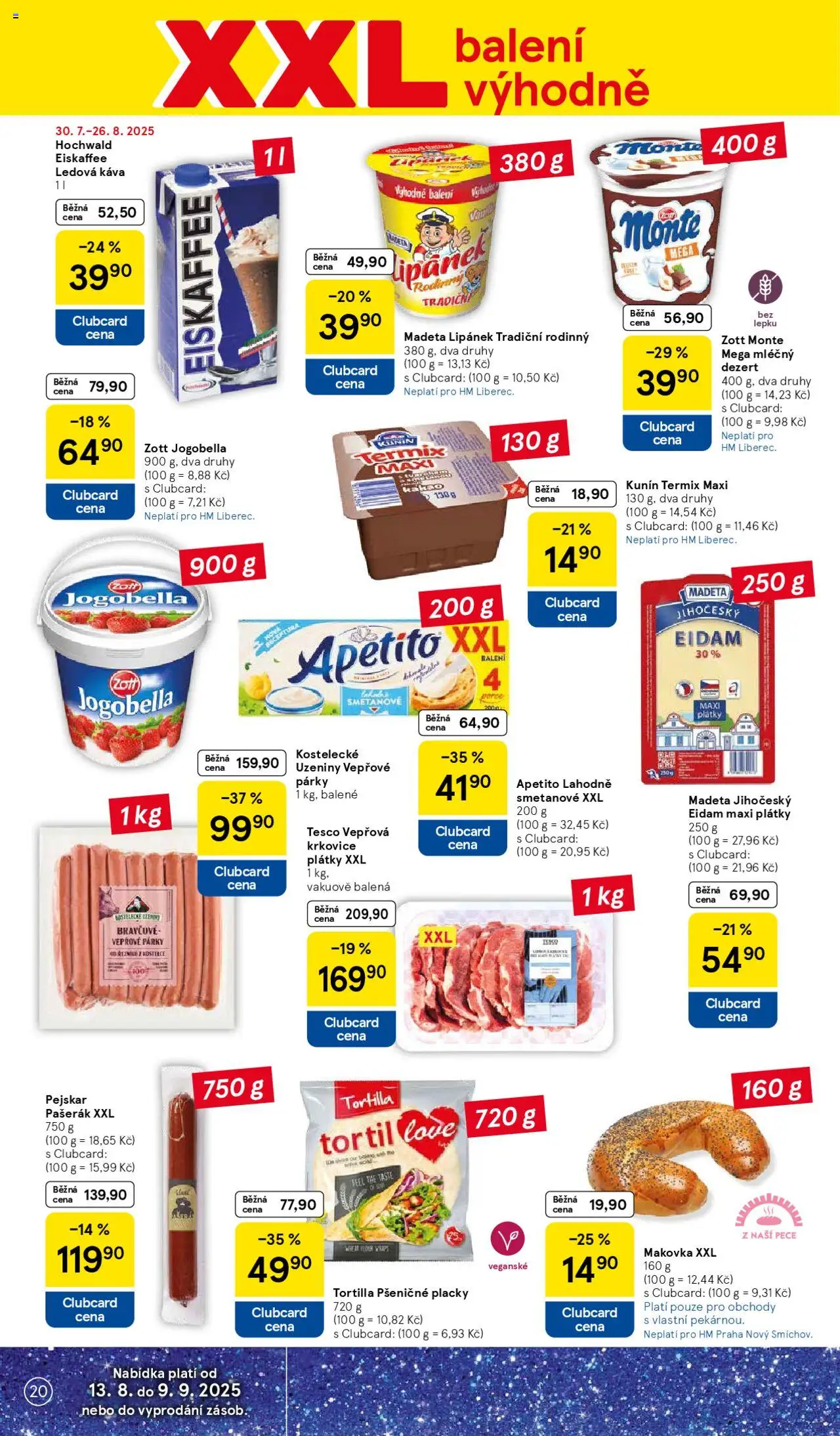 Tesco leták - Hypermarket od 20.08.2025 | Strana: 20 | Produkty: Lipánek, Káva, Jogobella, Vepřová krkovice