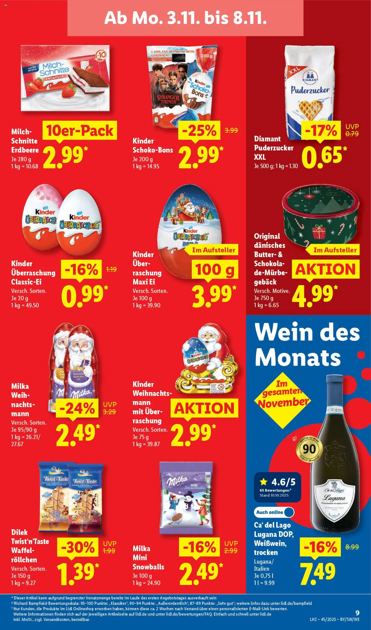 Lidl Prospekt Heppenheim – gültig ab 03.11.2025 | Seite: 15 | Produkte: Milch, Butter, Milka, Wein