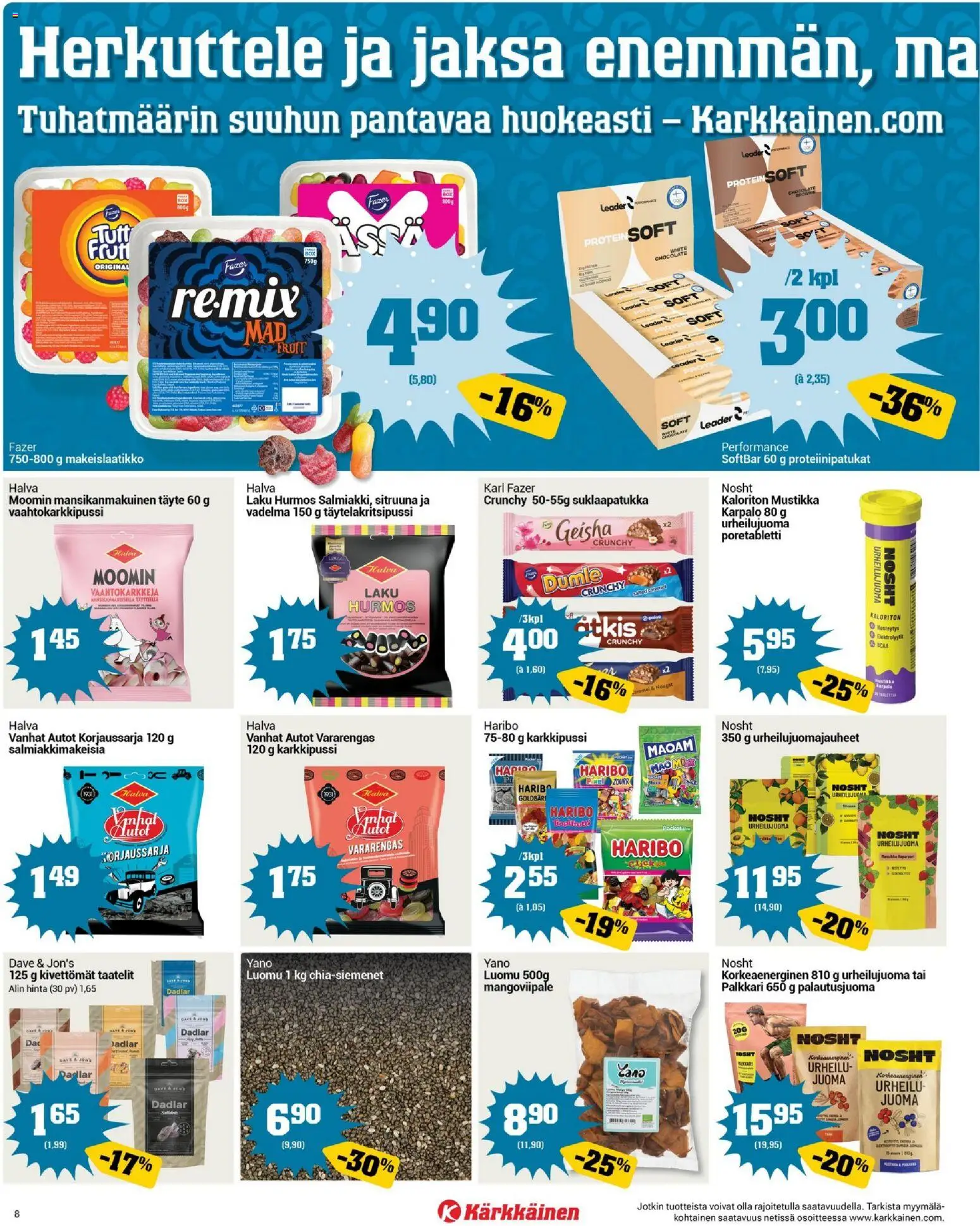 Kärkkäinen tarjoukset – voimassa 07.01.2026 alkaen | Sivu: 8 | Tuotteet: Vadelma, Mustikka, Taatelit