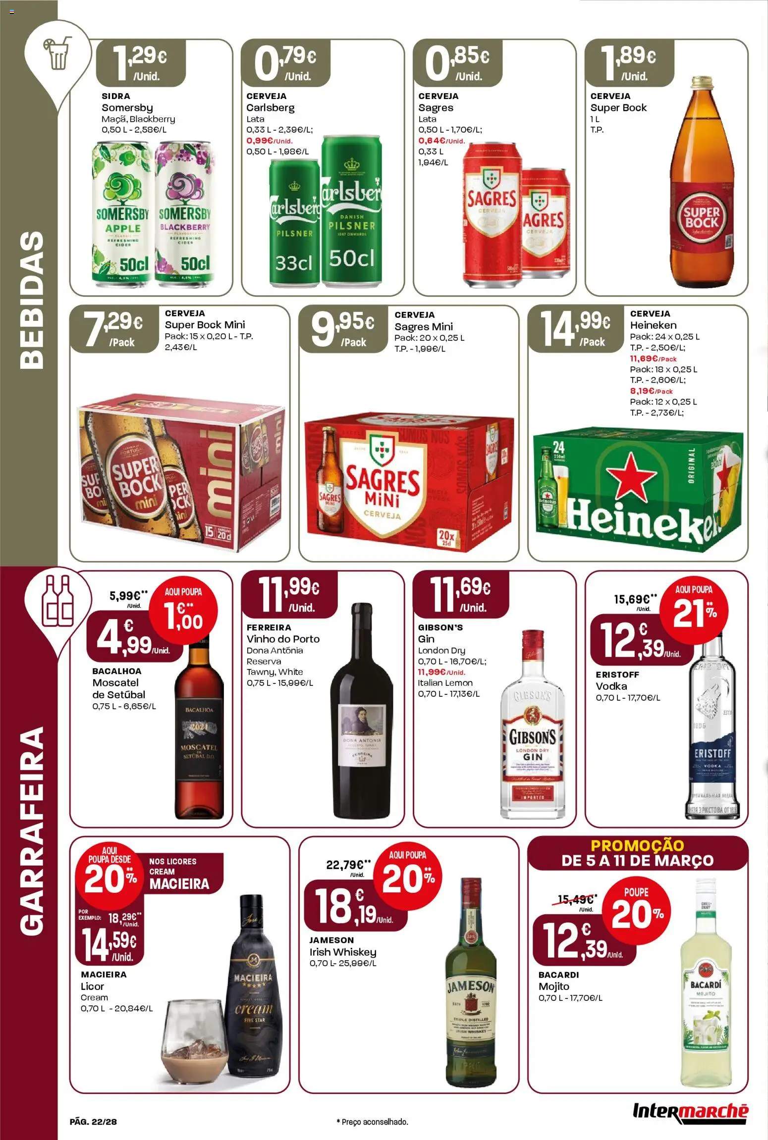 Intermarché Folheto Contact │ válido de 05.03.2026 | Página: 22 | Produtos: Vinho, Cerveja, Somersby, Vodka