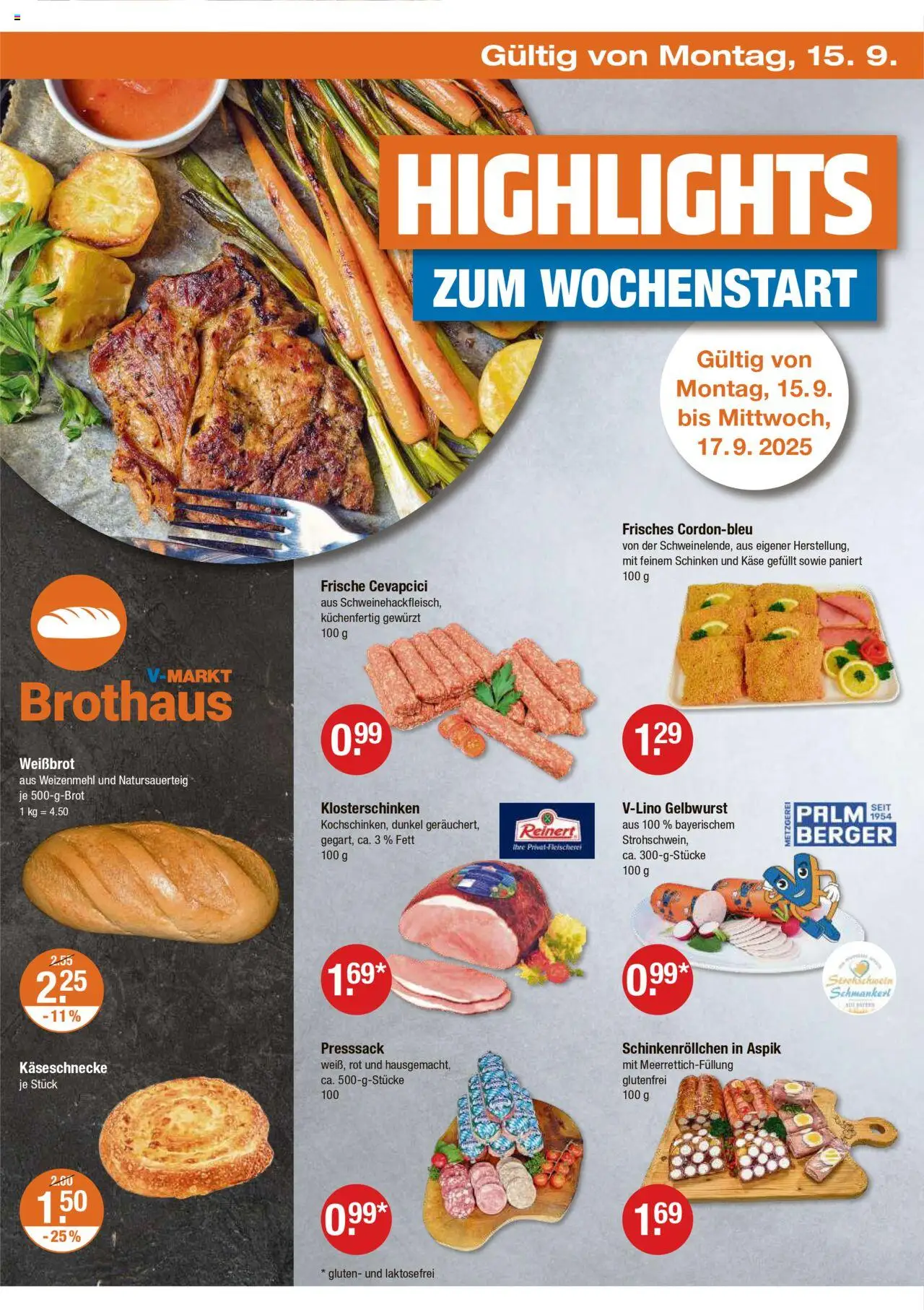 V-Markt - Oberbayern – gültig ab 11.09.2025 | Seite: 26 | Produkte: Käse, Cevapcici, Weizenmehl, Schinken