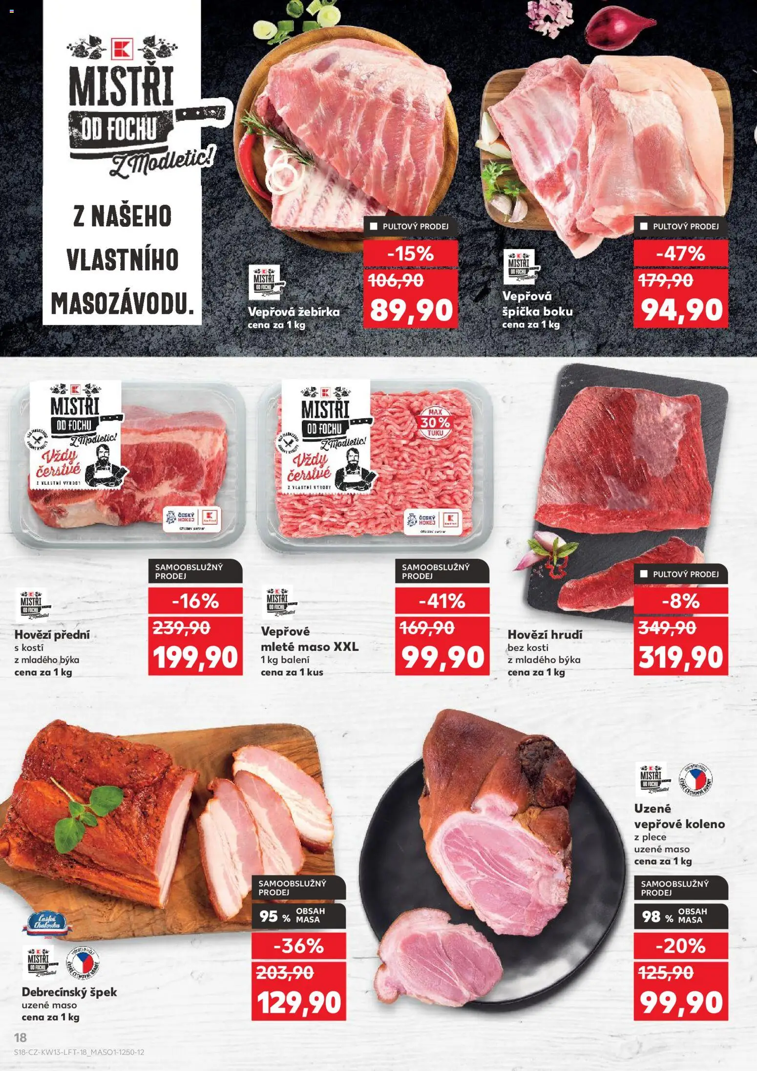 Kaufland leták - Kolín od 25.03.2026 | Strana: 18 | Produkty: Vepřové koleno, Uzené maso, Hovězí, Uzené vepřové koleno