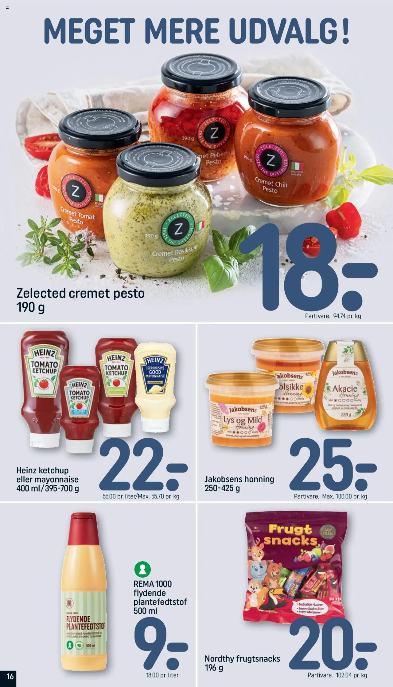 Rema 1000 Tilbudsavis gyldig fra 10.06.2025 | Side: 16 | Produkter: Ketchup, Pesto, Honning, Basilikum