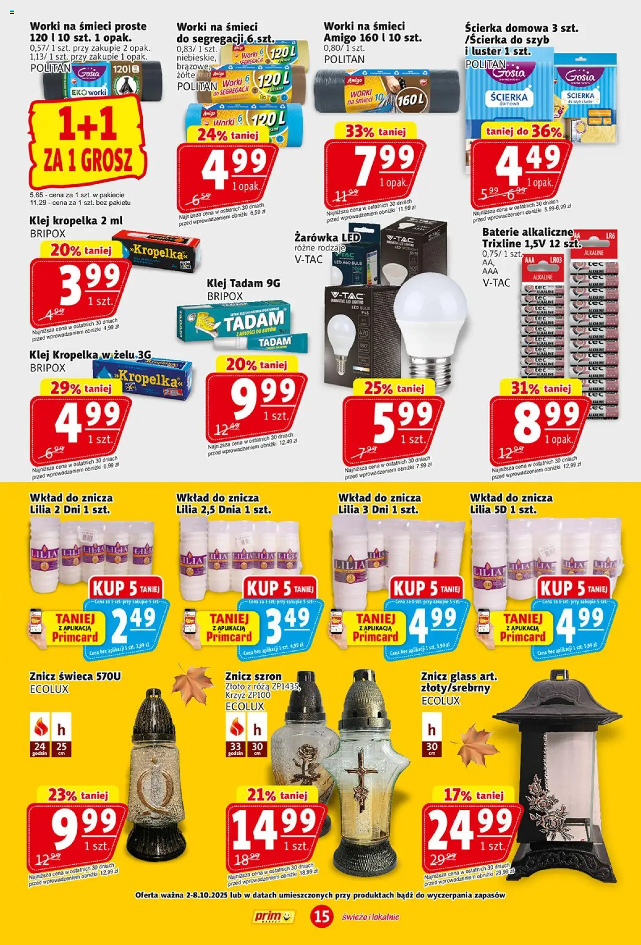 Prim Market Gazetka od 02.10.2025 | Strona: 15 | Produkty: Baterie, Klej kropelka, Klej tadam