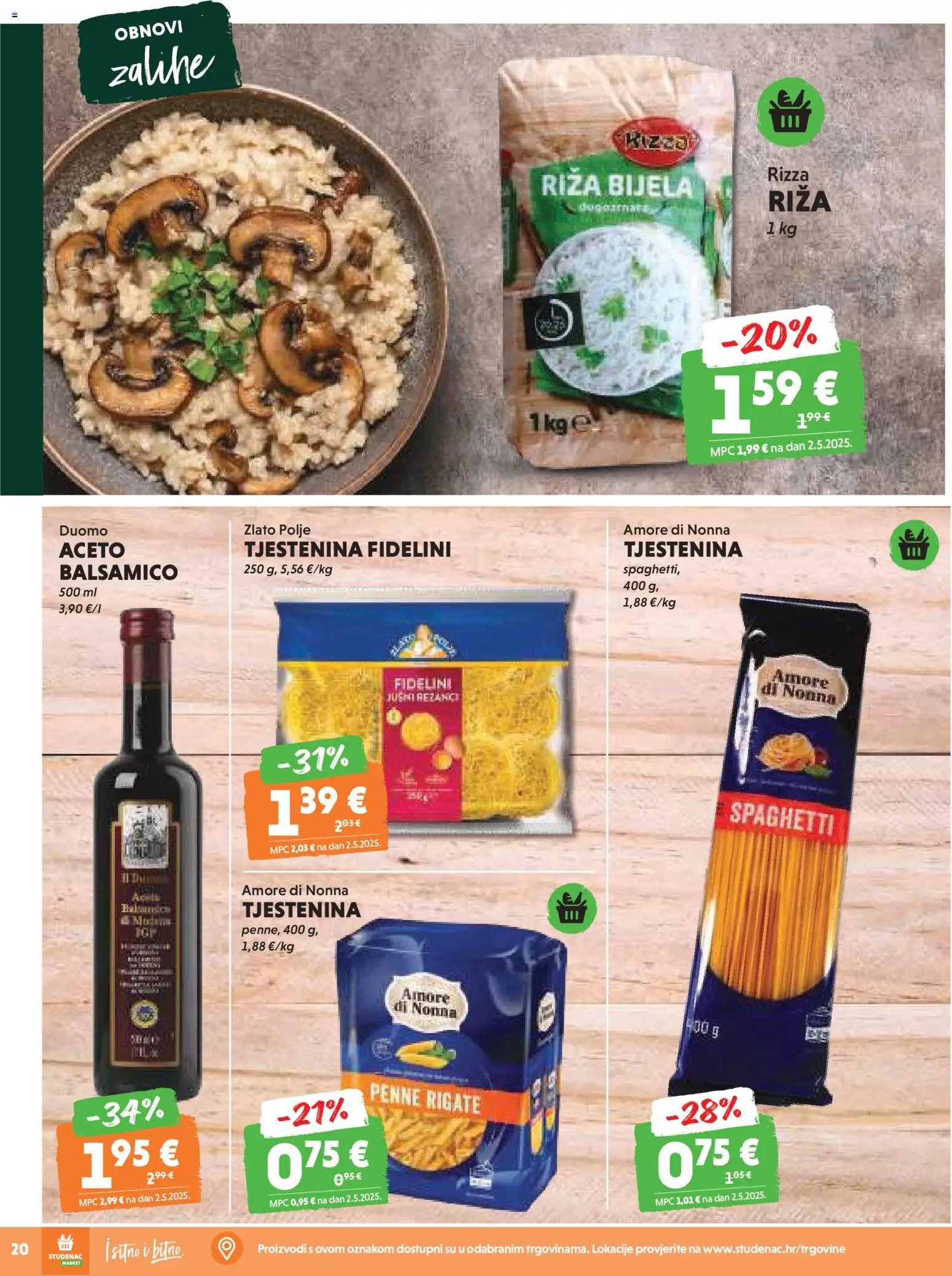 Studenac katalog | vrijedi od 12.11.2025 | Stranica: 20 | Proizvodi: Riža, Tjestenina, Balsamico