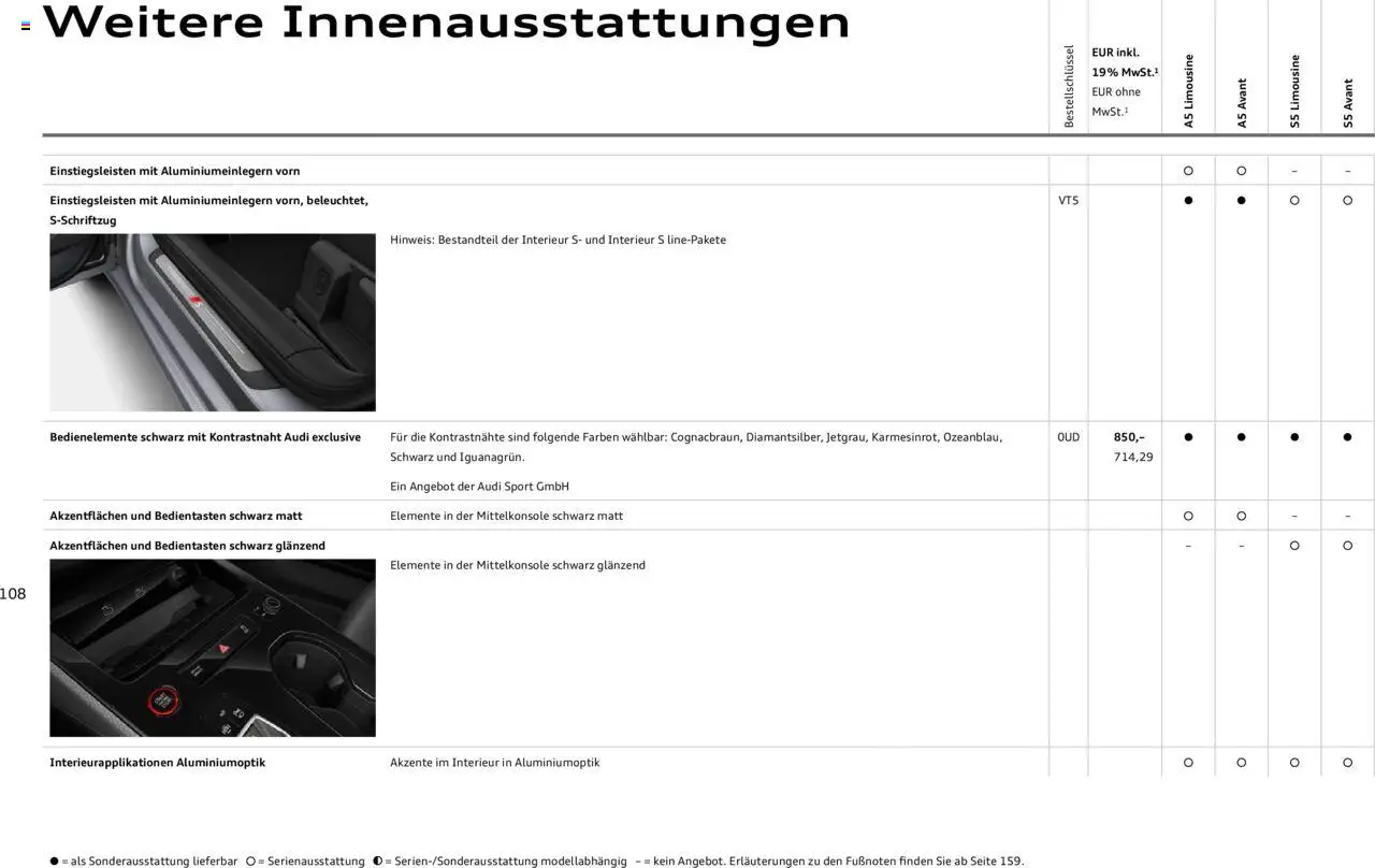 Audi A5 – gültig ab 09.01.2025 | Seite: 108