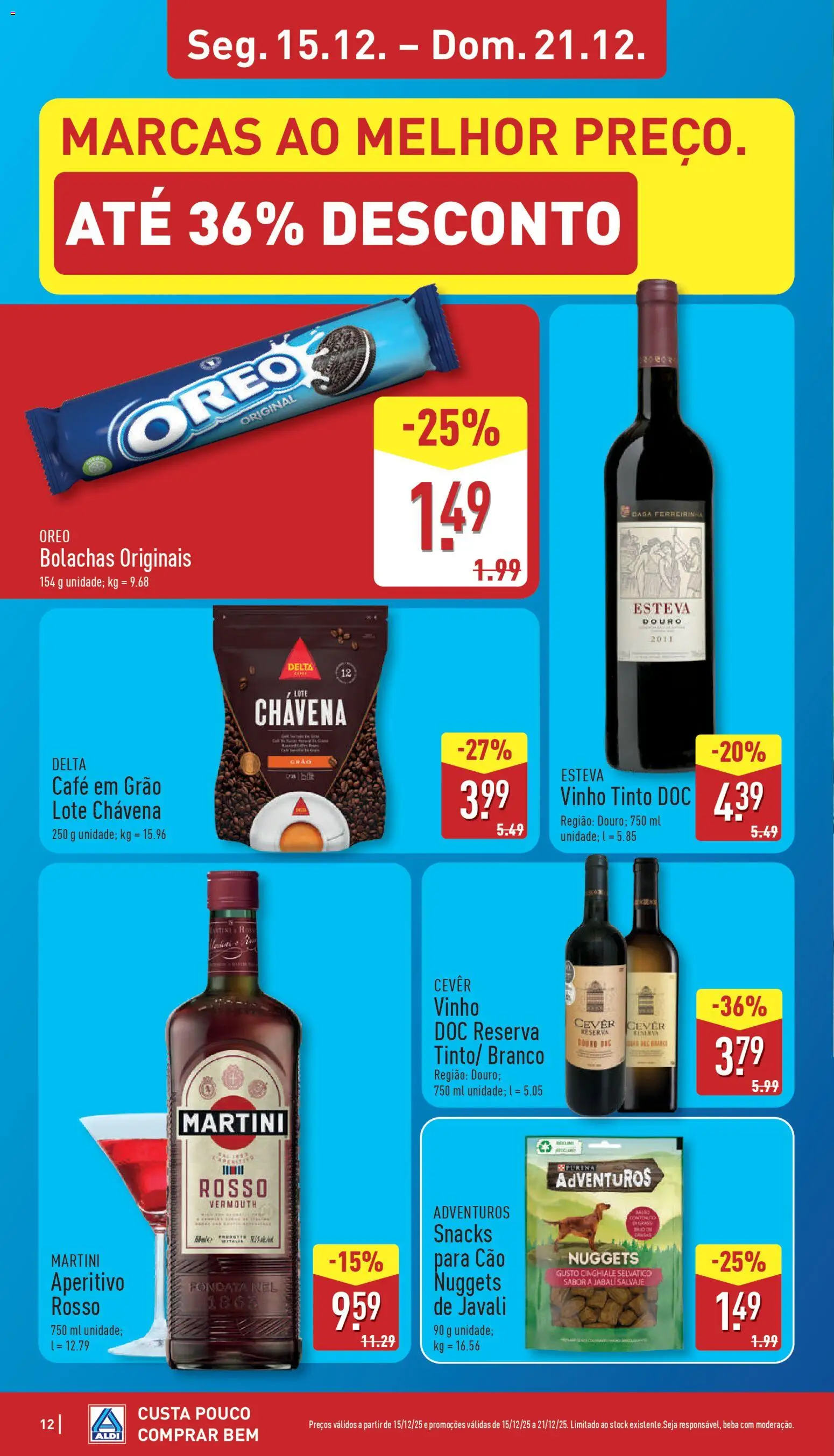Aldi folheto │ válido de 15.12.2025 | Página: 12 | Produtos: Bolachas, Café, Vinho, Nuggets