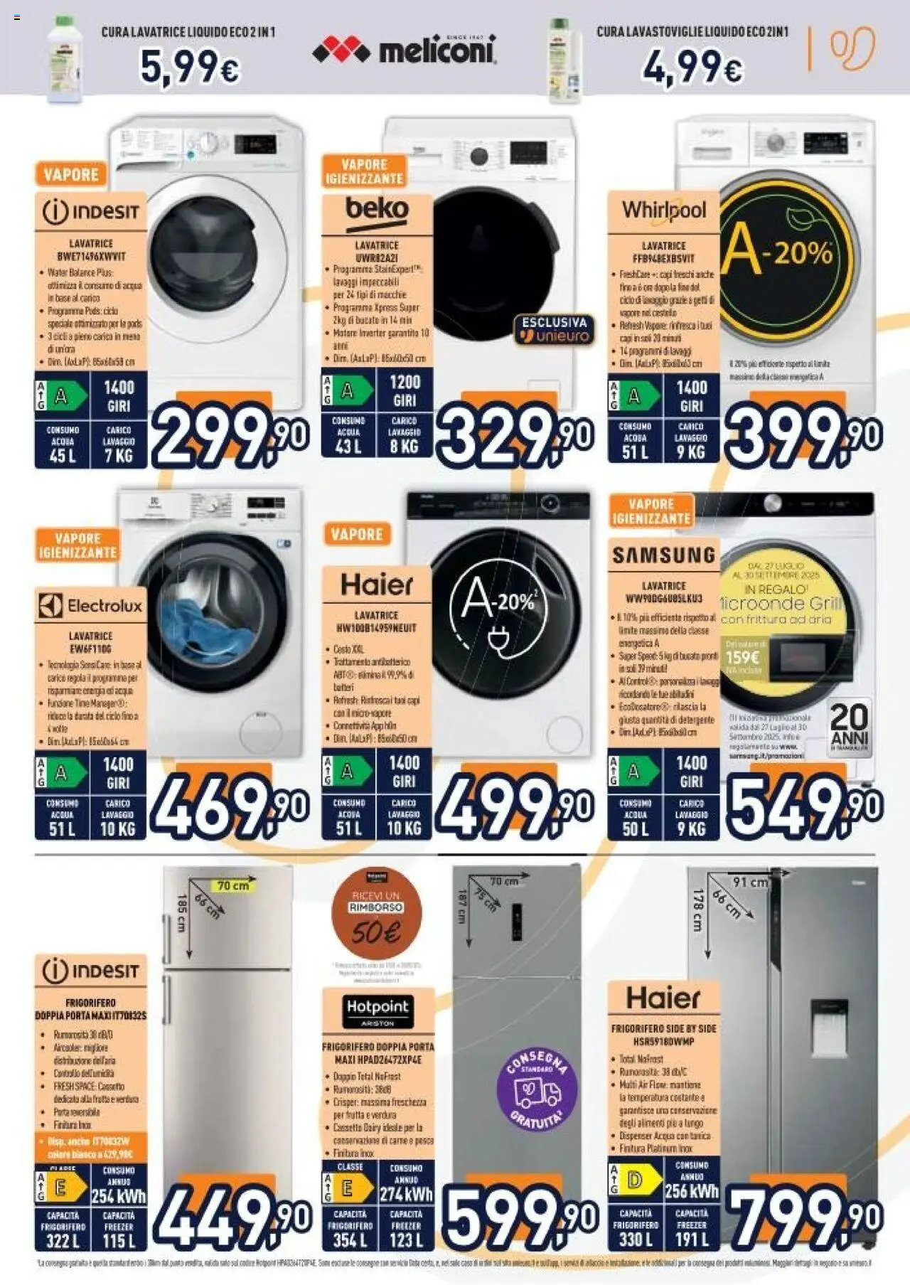 Volantino Unieuro del 22.08.2025 | Pagina: 22 | Prodotti: Detergente, Acqua, Lavastoviglie, Samsung