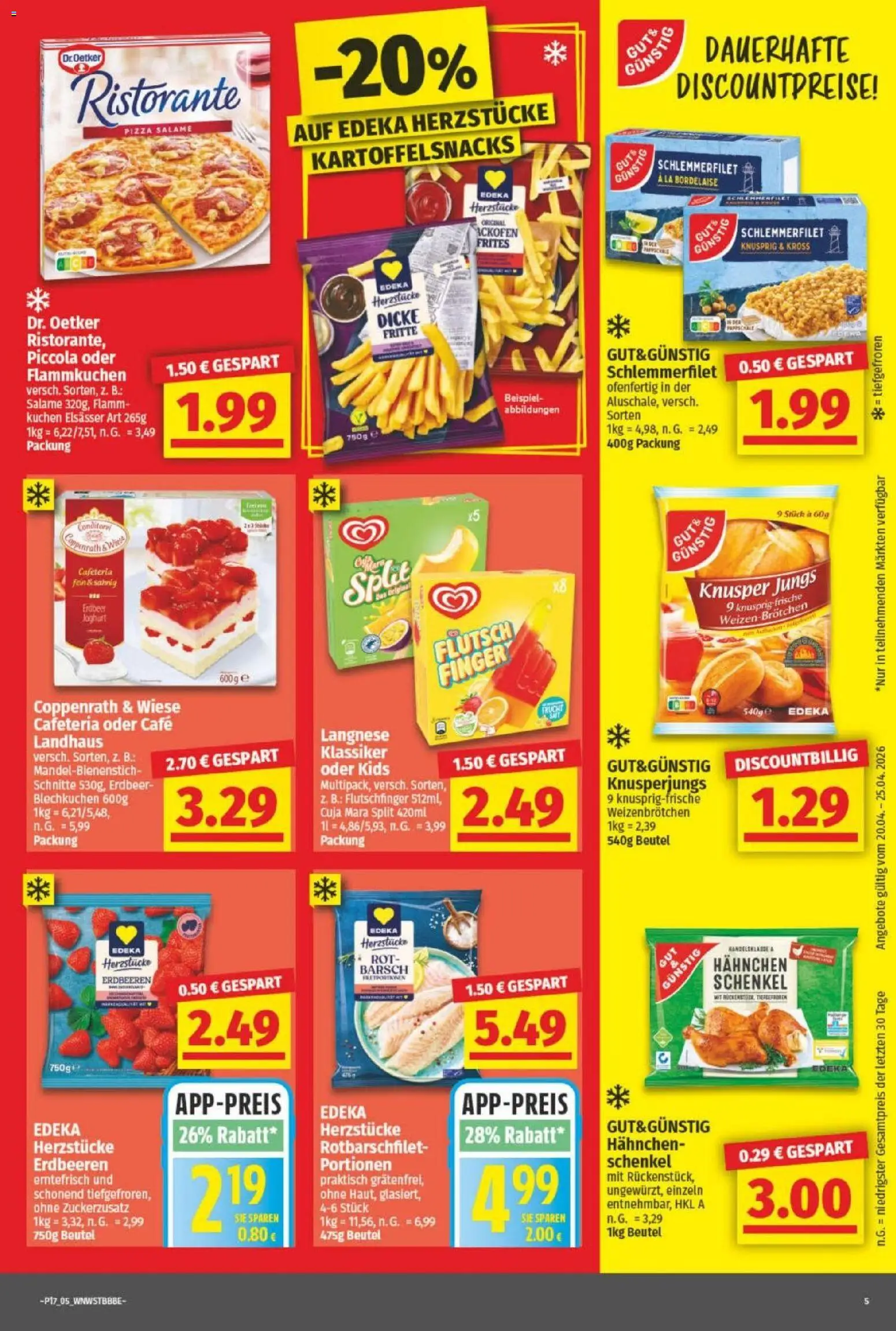 NP Discount Prospekt – gültig ab 20.04.2026 | Seite: 5 | Produkte: Langnese, Hahnchen, Joghurt, Erdbeeren