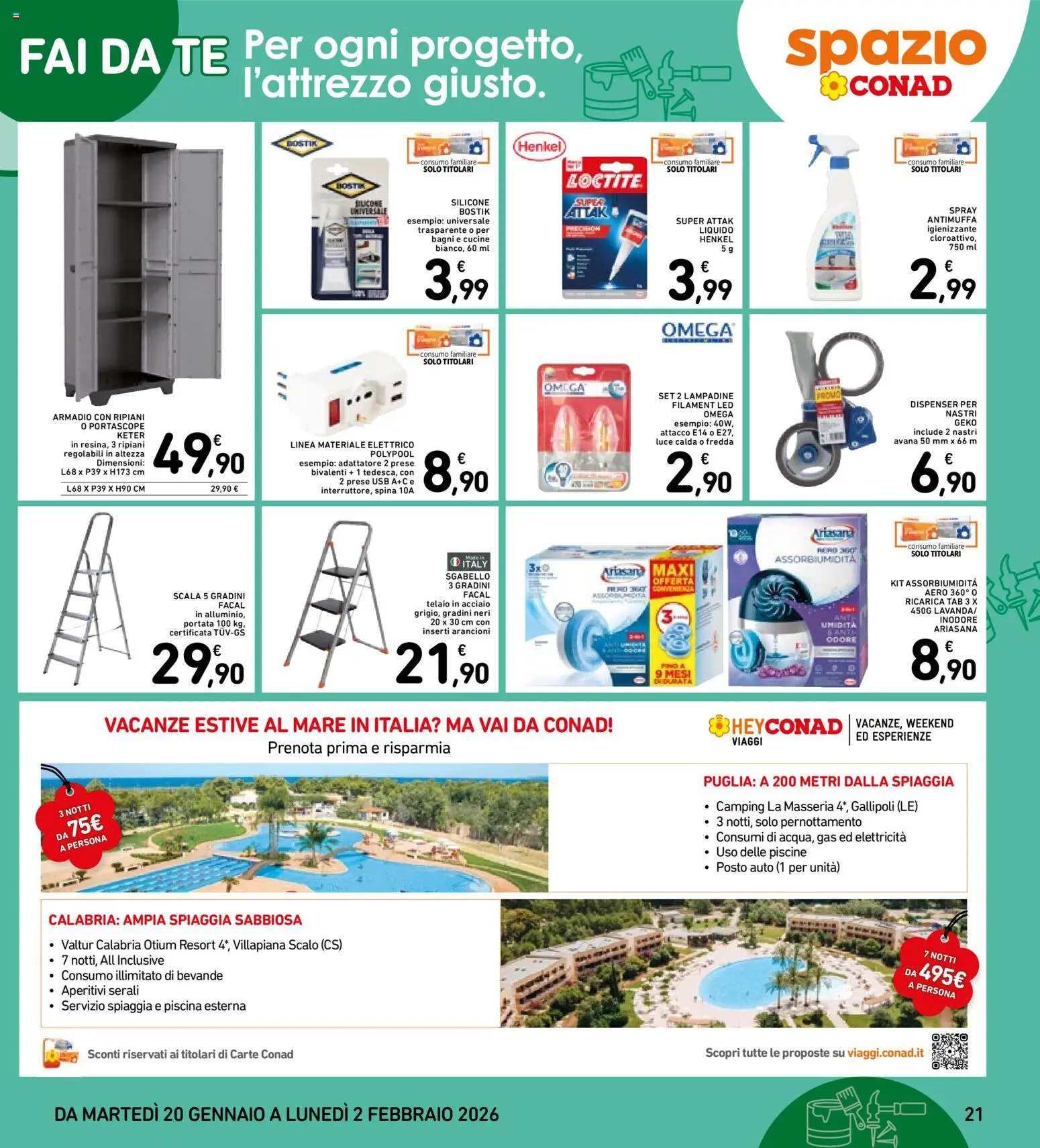 Volantino Spazio Conad del 20.01.2026 | Pagina: 21 | Prodotti: Cucine, Piscina, Scala, USB