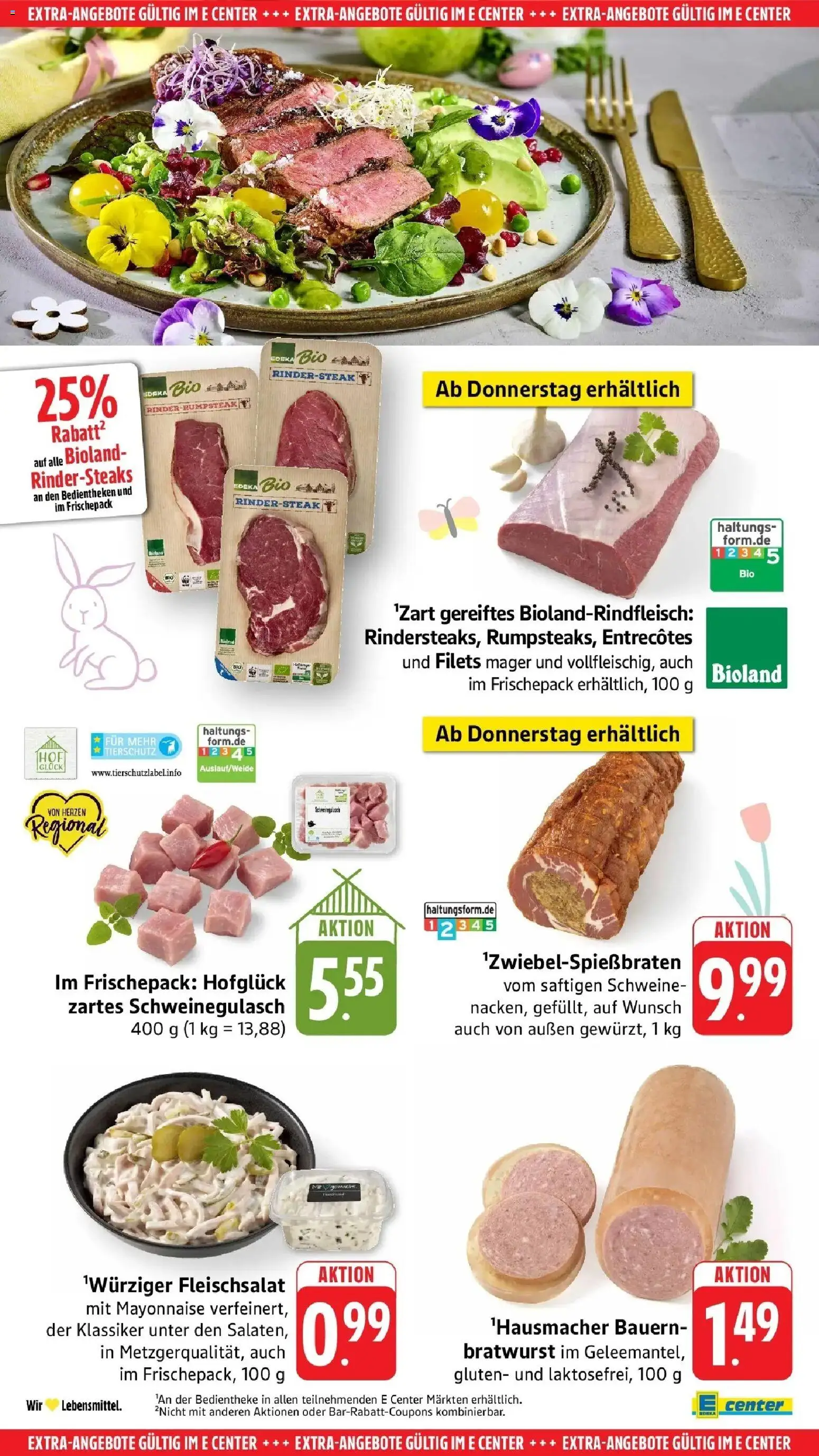 E center Prospekt Freiburg	 – gültig ab 22.03.2026 | Seite: 50 | Produkte: Schweinegulasch, Bratwurst, Mayonnaise