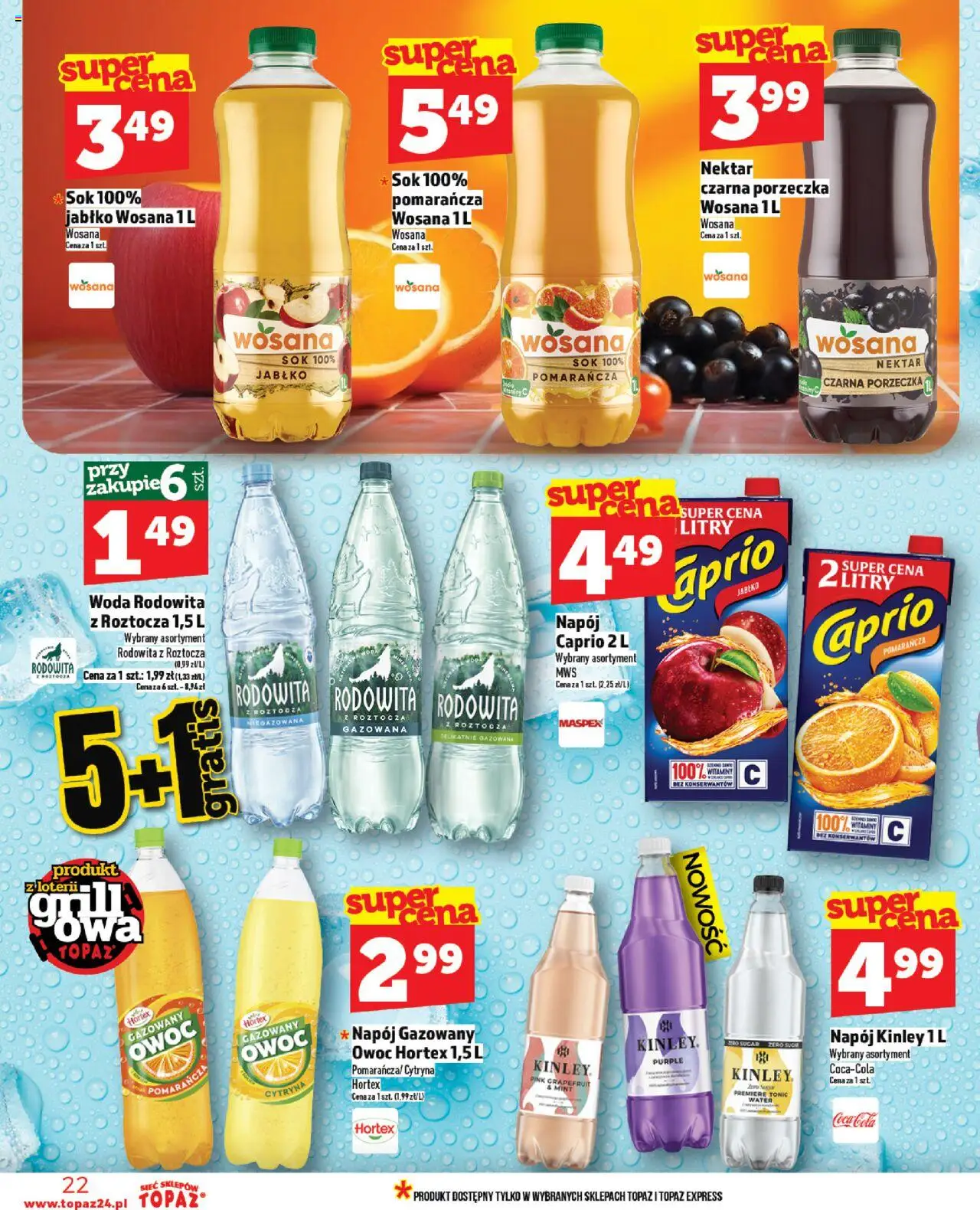 Topaz Gazetka od 12.06.2025 | Strona: 22 | Produkty: Cytryna, Coca cola, Porzeczka, Woda