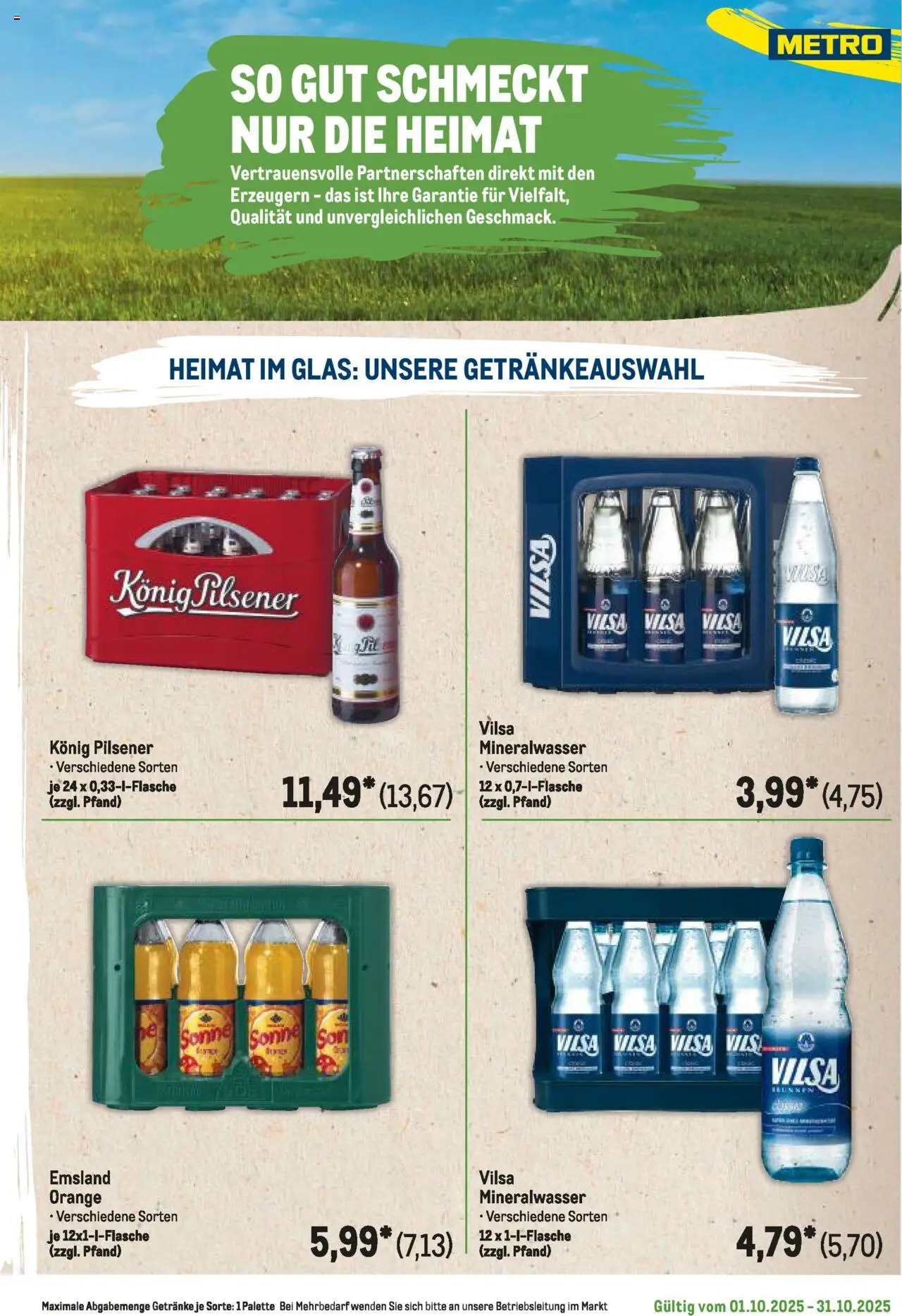 Metro Regionaler Flyer – gültig ab 01.10.2025 | Seite: 33 | Produkte: Konig pilsener, Mineralwasser