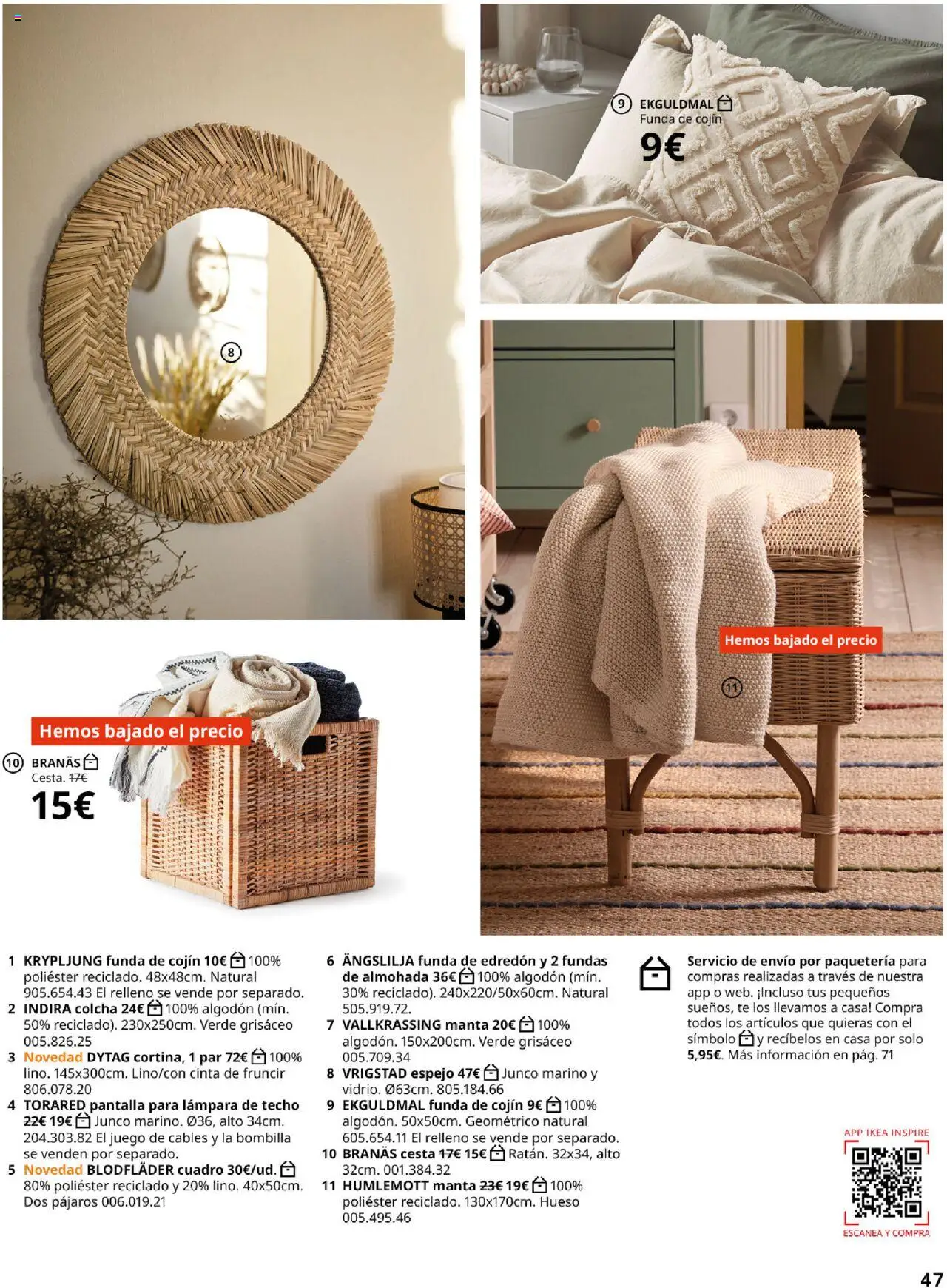 Catálogo IKEA Accesorios y decoración │ válido desde el 25.09.2025 | Página: 47 | Productos: Funda, Bombilla, Funda de cojín, Cojín