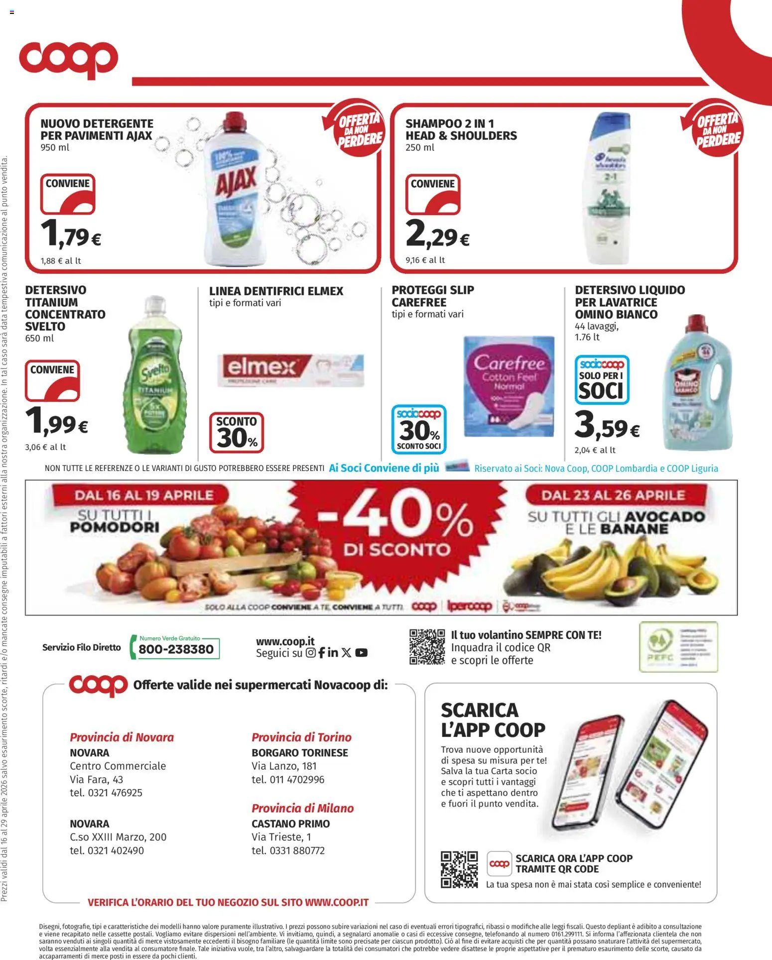 Volantino COOP del 16.04.2026 | Pagina: 8 | Prodotti: Tè, Slip, Pomodori, Lavatrice