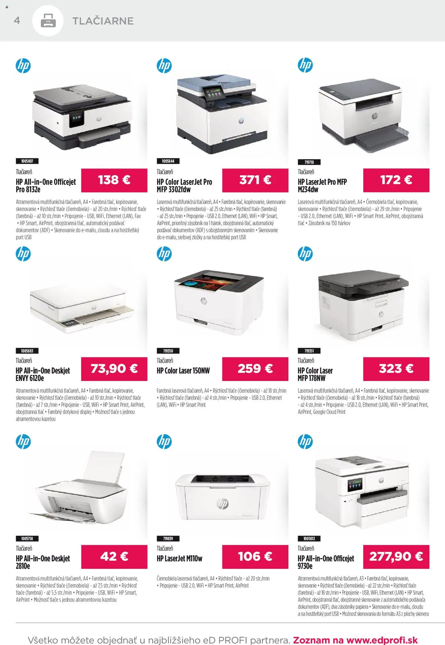 Nové ED Profi akcie – leták je platný od 01.01.2026 | Strana: 4 | Produkty: Laser, Tlačiareň, USB