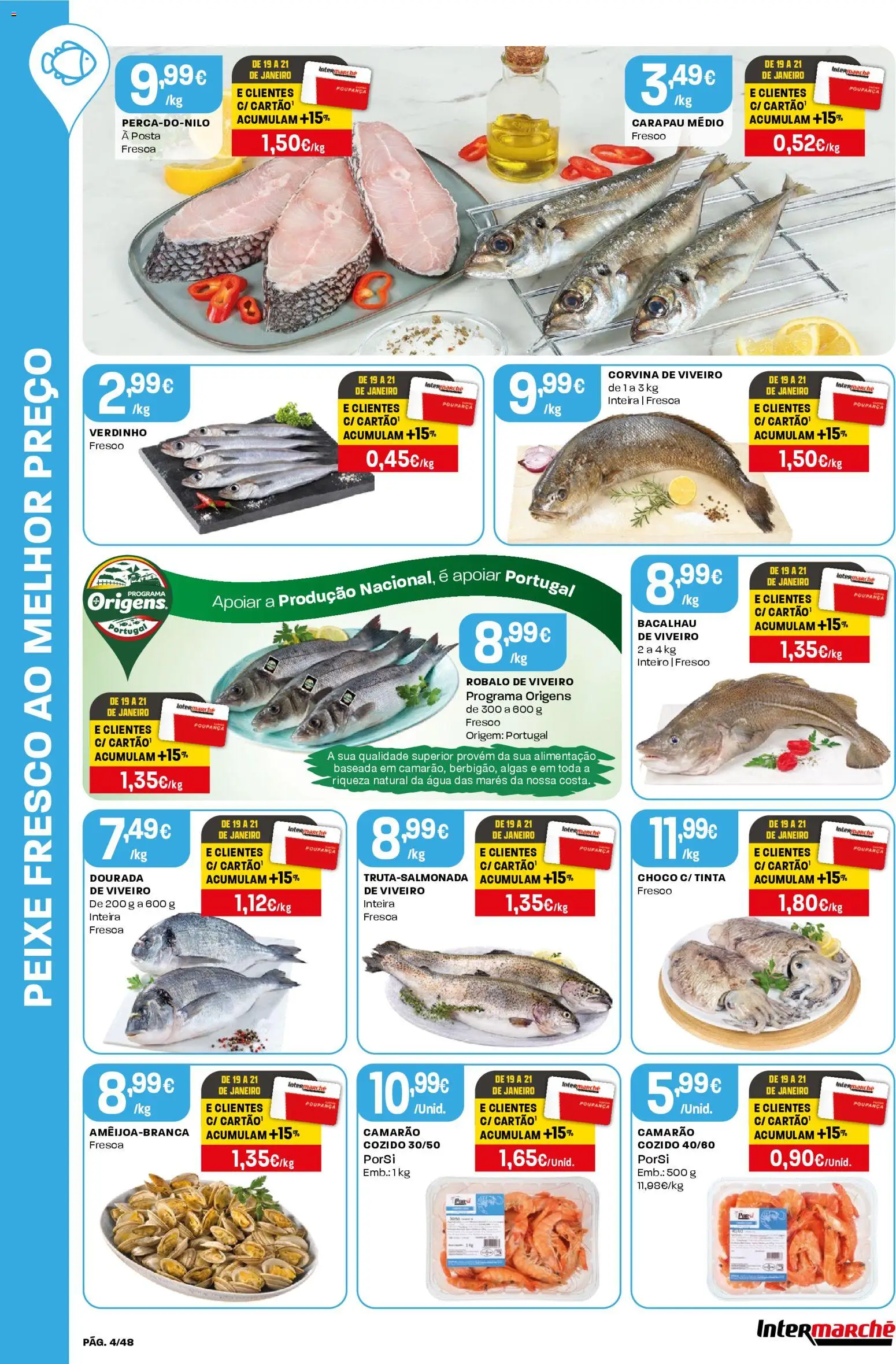 Intermarché folheto │ válido de 15.01.2026 | Página: 4 | Produtos: Agua, Dourada, Bacalhau, Camarão