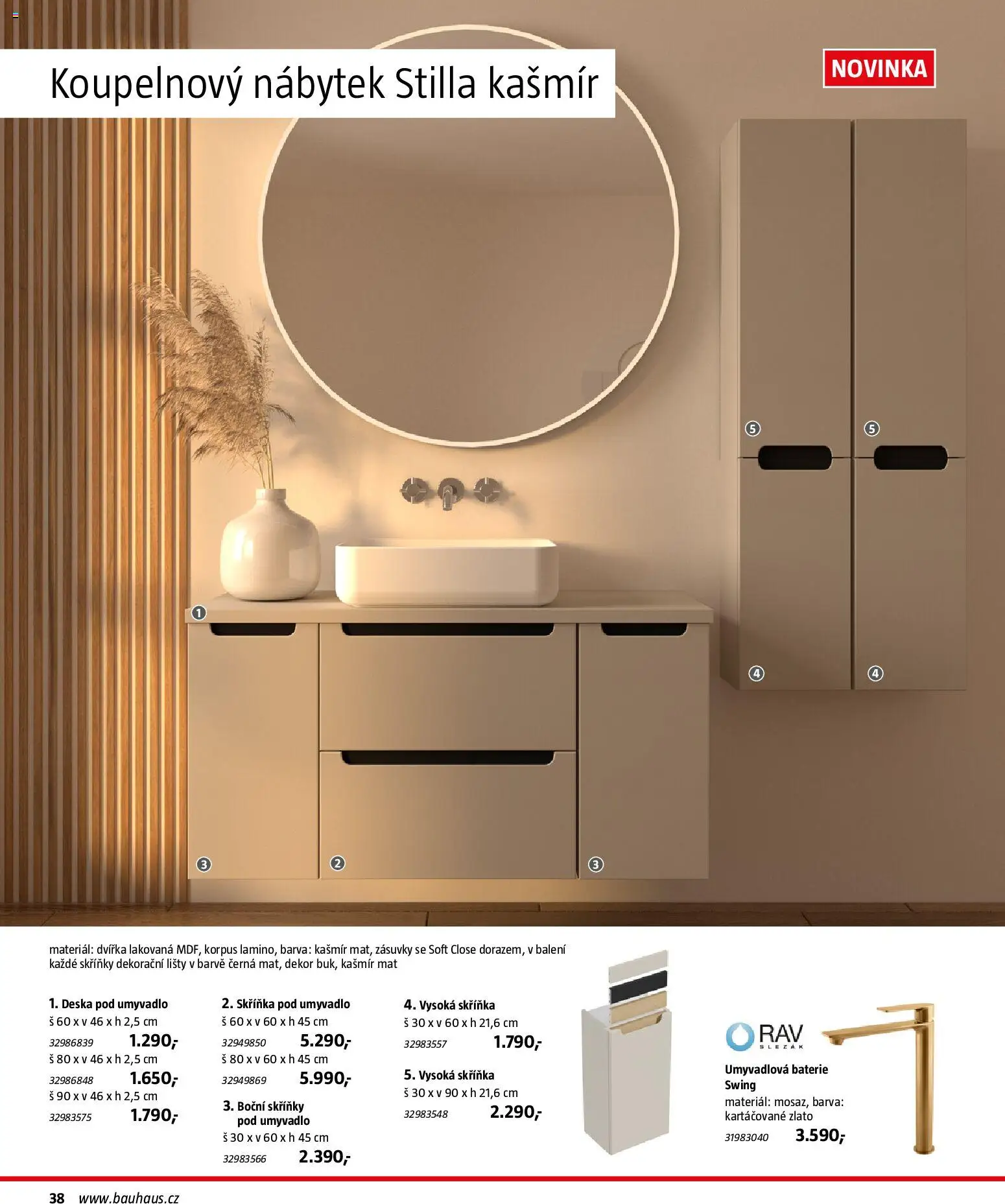 Bauhaus katalog Sanita od 03.11.2025 | Strana: 38 | Produkty: Skříňka pod umyvadlo, Koupelnový nábytek, Skříňka, Baterie