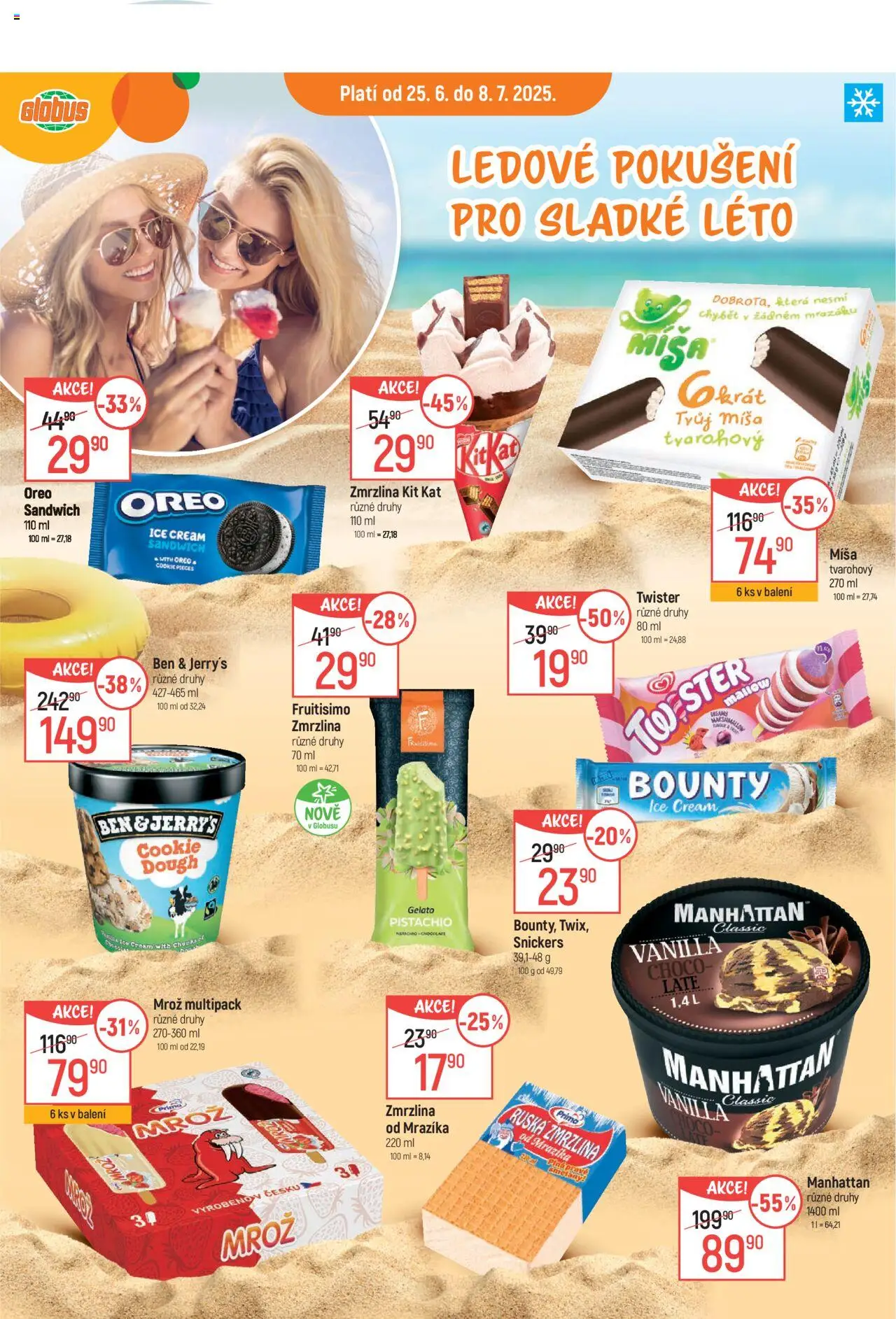 Globus leták - Opava od 25.06.2025 | Strana: 1 | Produkty: Globus, Ruská zmrzlina, Ben & Jerry's, Manhattan