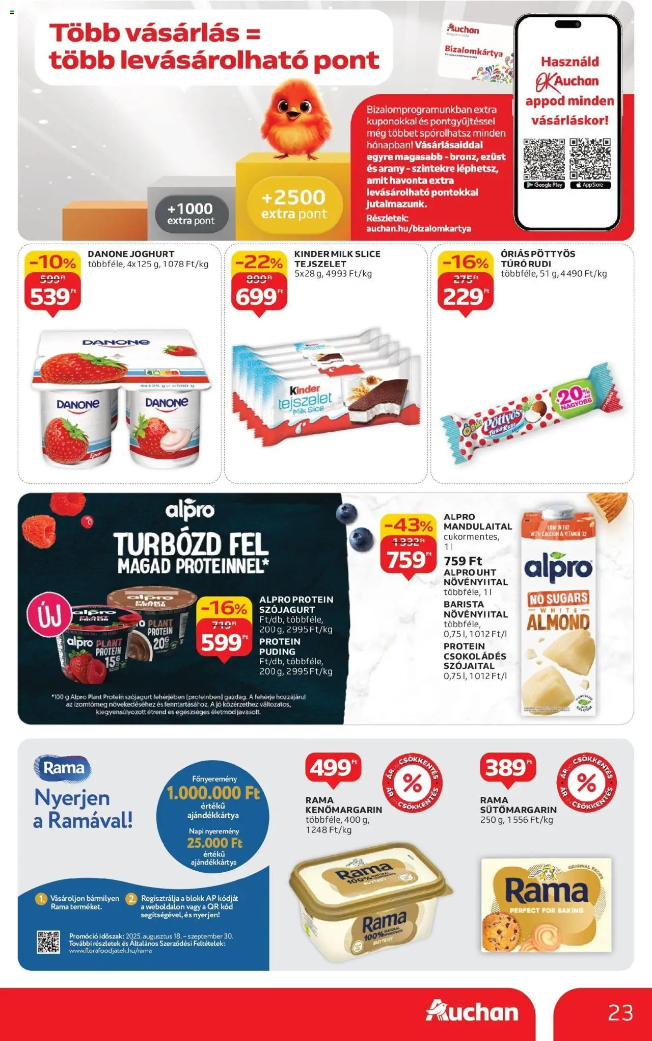 Auchan akciós ujság - amely érvényes a következő dátumtól: 04.09.2025 | Oldal: 23 | Termékek: Puding, Túró rudi, Protein, Túró