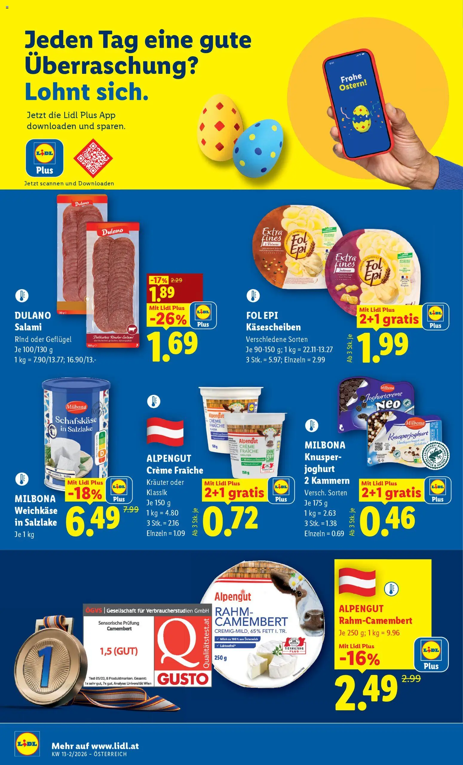 Lidl Flugblatt - Eisenstadt, Ebenfurth, Mattersburg gültig ab 26.03.2026 | Seite: 16 | Produkte: Milch, Creme, Joghurt, Salami