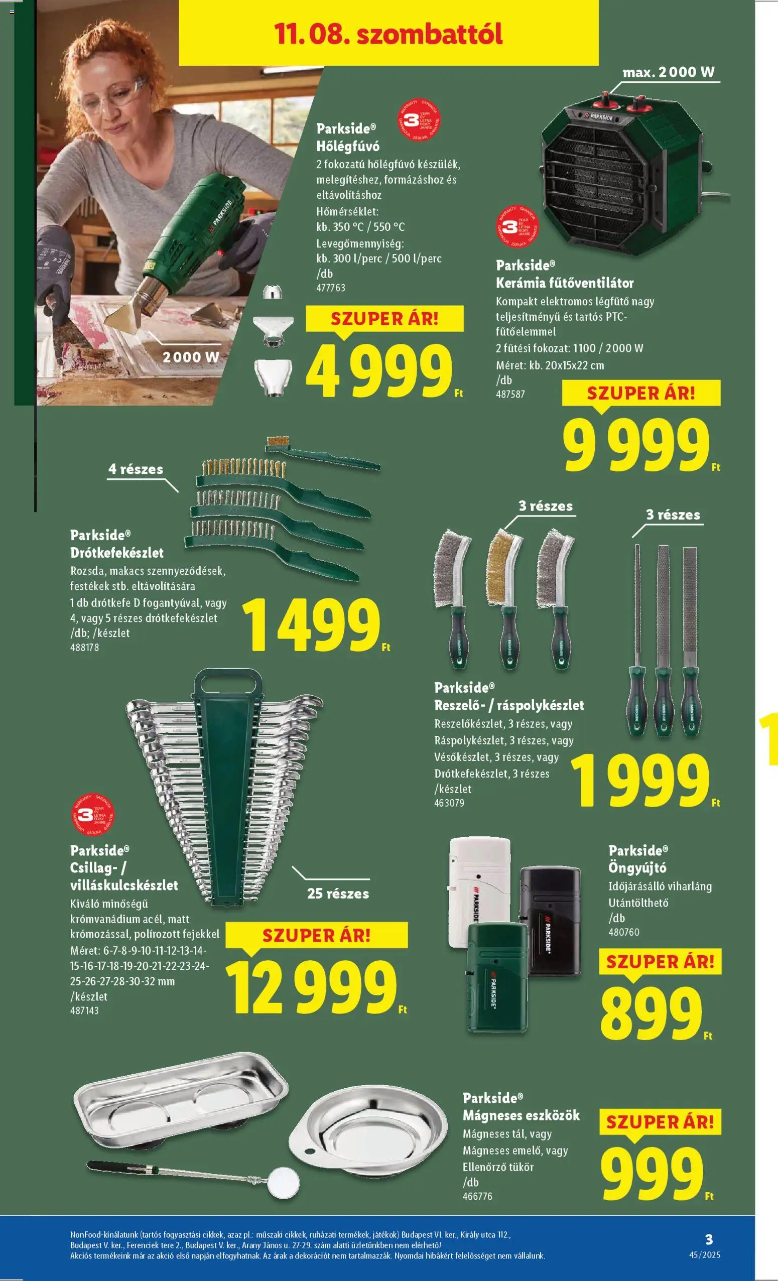 Lidl akciós ujság - amely érvényes a következő dátumtól: 06.11.2025 | Oldal: 3 | Termékek: Parkside, Játékok, Tükör, Hőlégfúvó