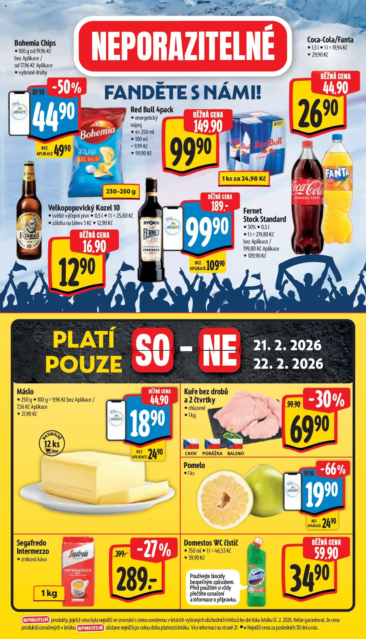 Albert leták - Supermarket od 18.02.2026 | Strana: 8 | Produkty: Fanta, Kozel, Wc, Bohemia chips