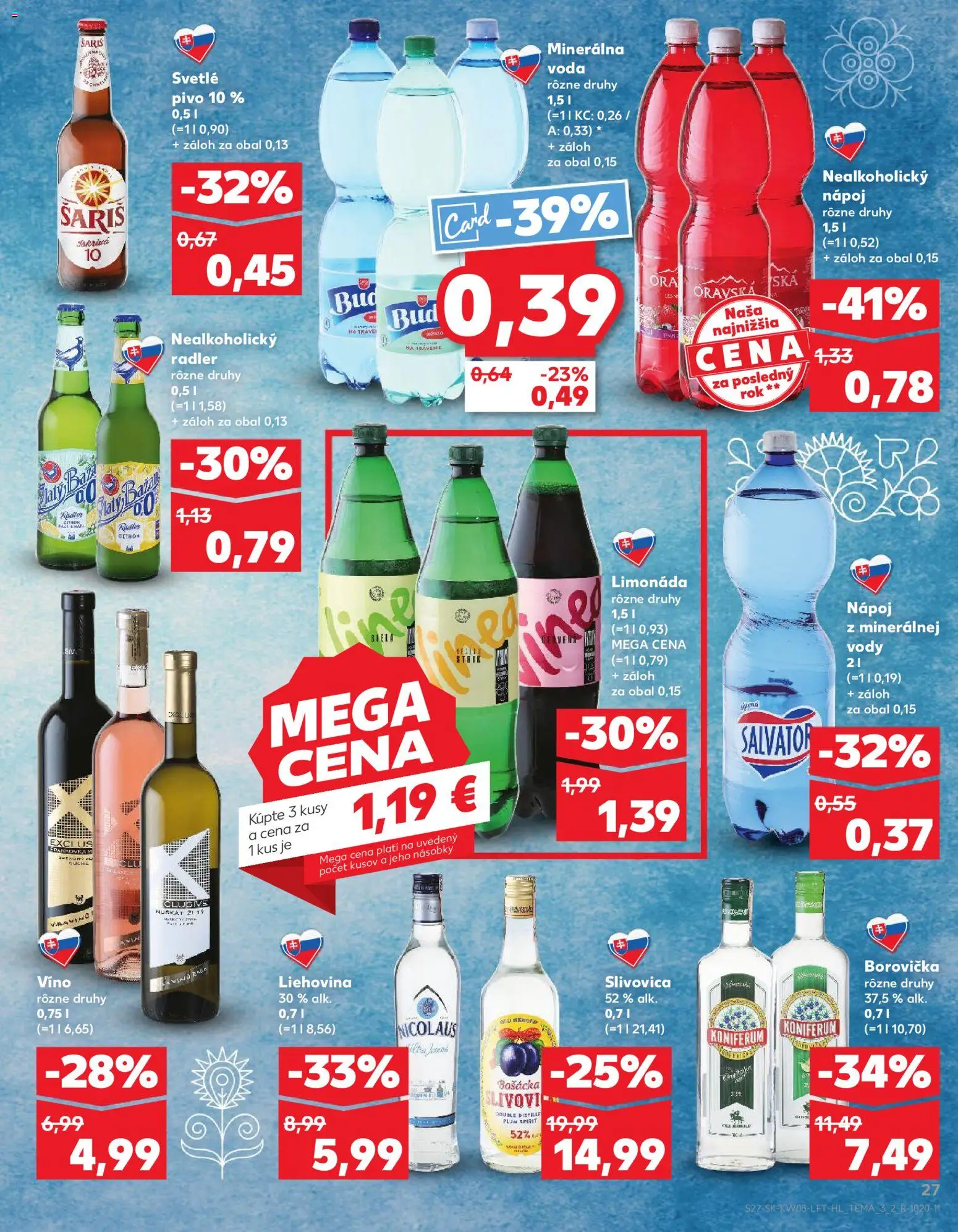 Nové Kaufland akcie – leták je platný od 19.02.2026 | Strana: 27 | Produkty: Borovička, Radler, Šariš, Brandy