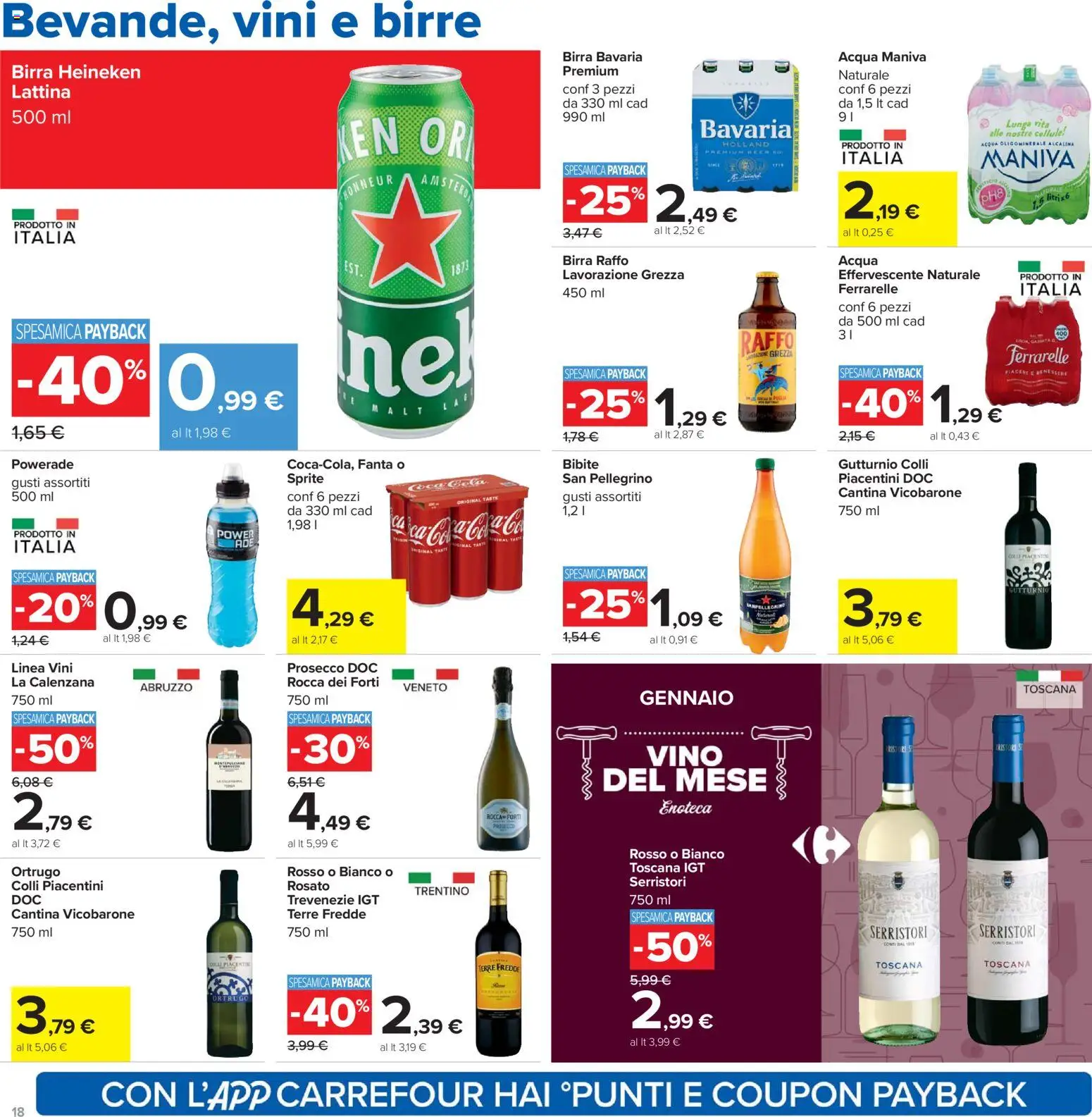 Volantino Carrefour del 02.01.2026 | Pagina: 18 | Prodotti: Prosecco, Vino, Heineken, Ferrarelle