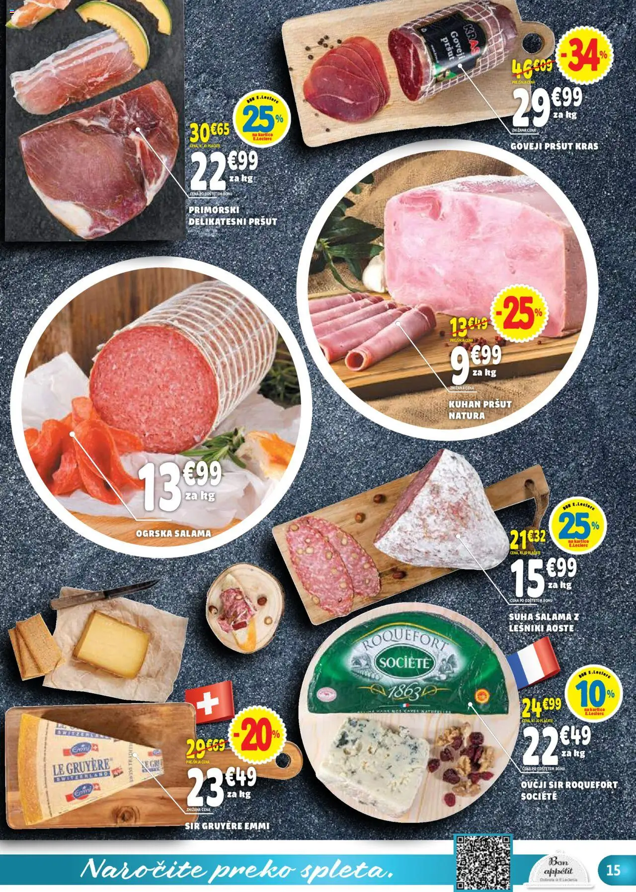 E.leclerc katalog │ velja od 13.08.2025 | Stran: 15 | Izdelki: Pršut, Sir, Salama