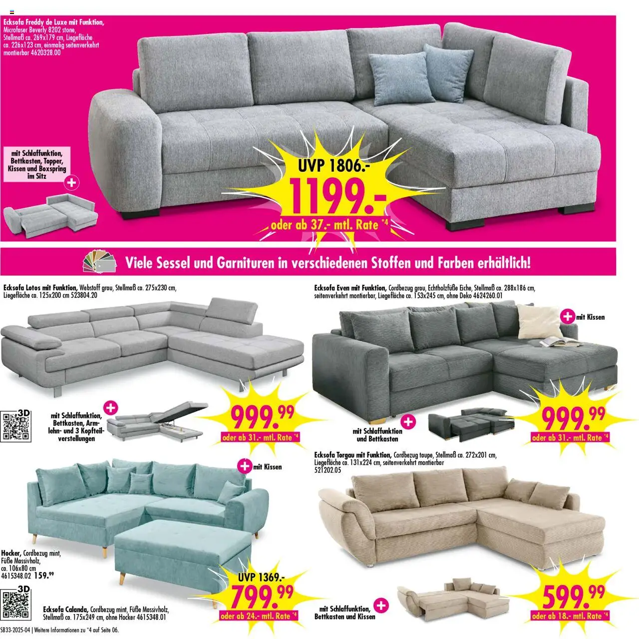 SB Möbel Boss Prospekt 	 - gültig ab dem 09.08.2025 | Seite: 4 | Produkte: Hocker, Ecksofa, Kissen, Sessel