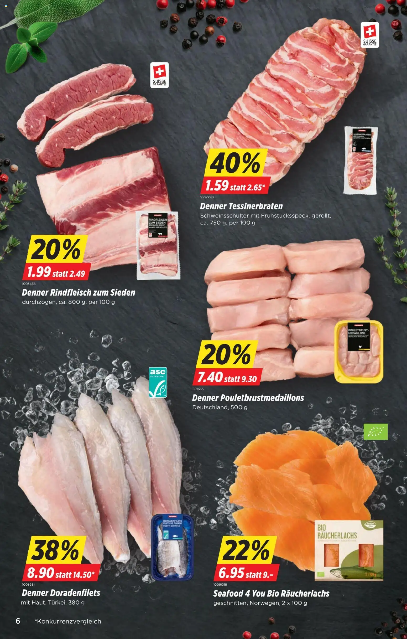 Denner aktionen – gültig ab 12.03.2026 | Seite: 6 | Produkte: Räucherlachs, Rindfleisch
