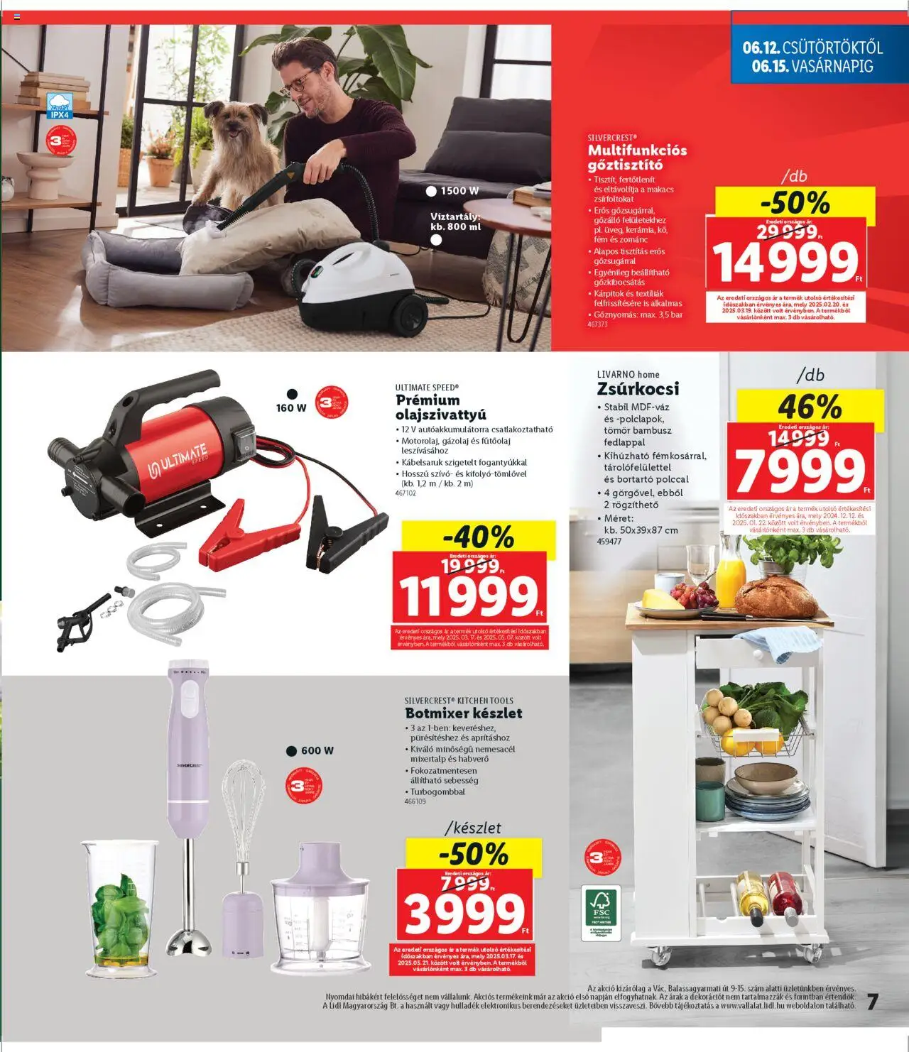 Lidl akciós ujság - amely érvényes a következő dátumtól: 12.06.2025 | Oldal: 7 | Termékek: Zsúrkocsi, Gőztisztító, Botmixer, Habverő