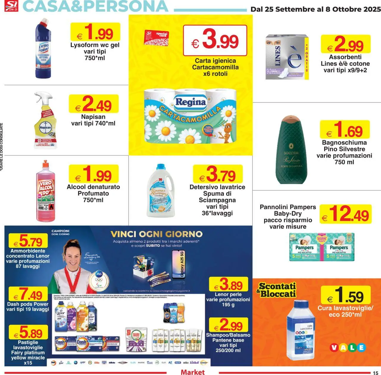 Volantino Sì con Te del 25.09.2025 | Pagina: 15 | Prodotti: Pannolini, Carta igienica, Bagnoschiuma, WC